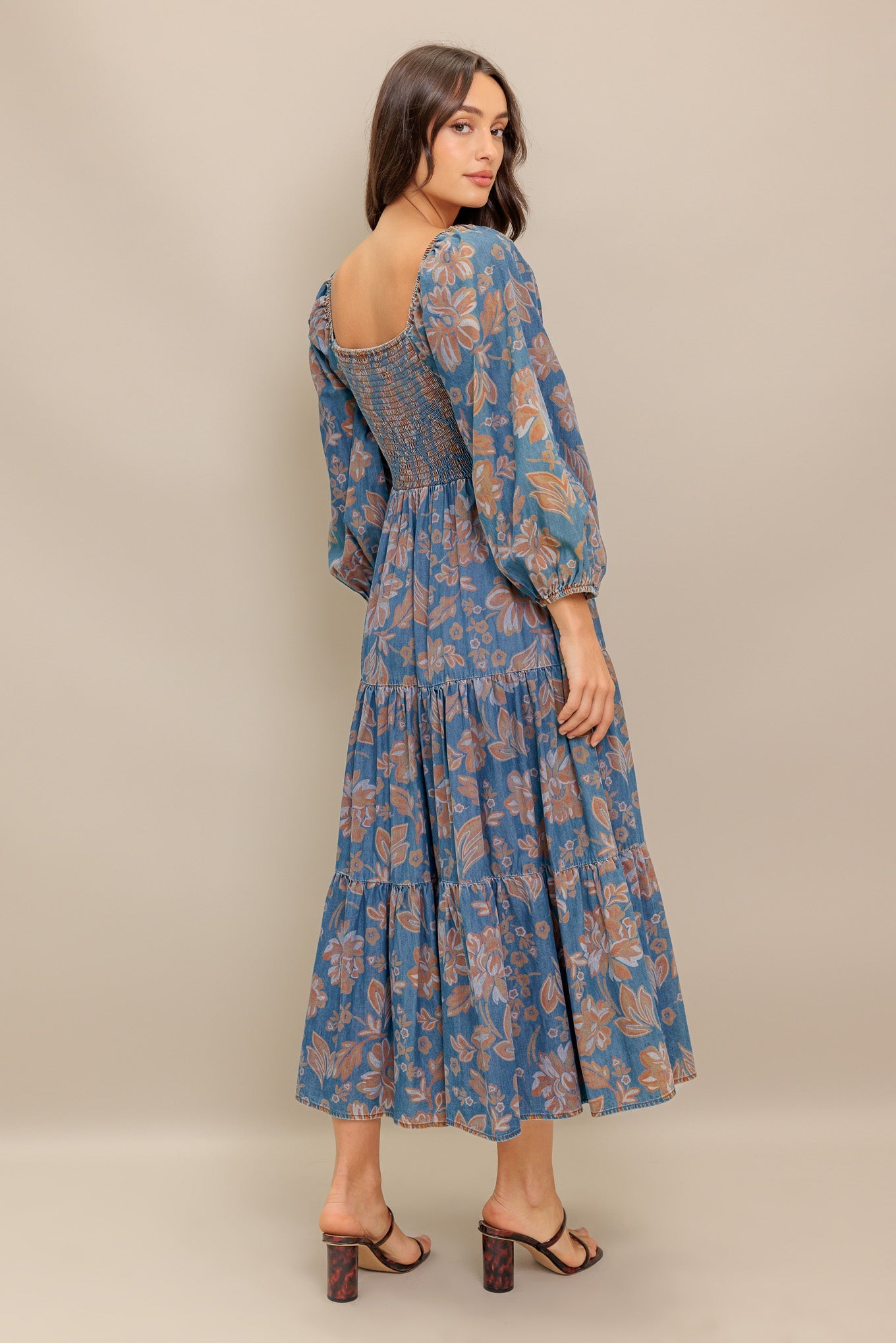 CIRCLE OF FRIENDS DENIM MIDI DRESS