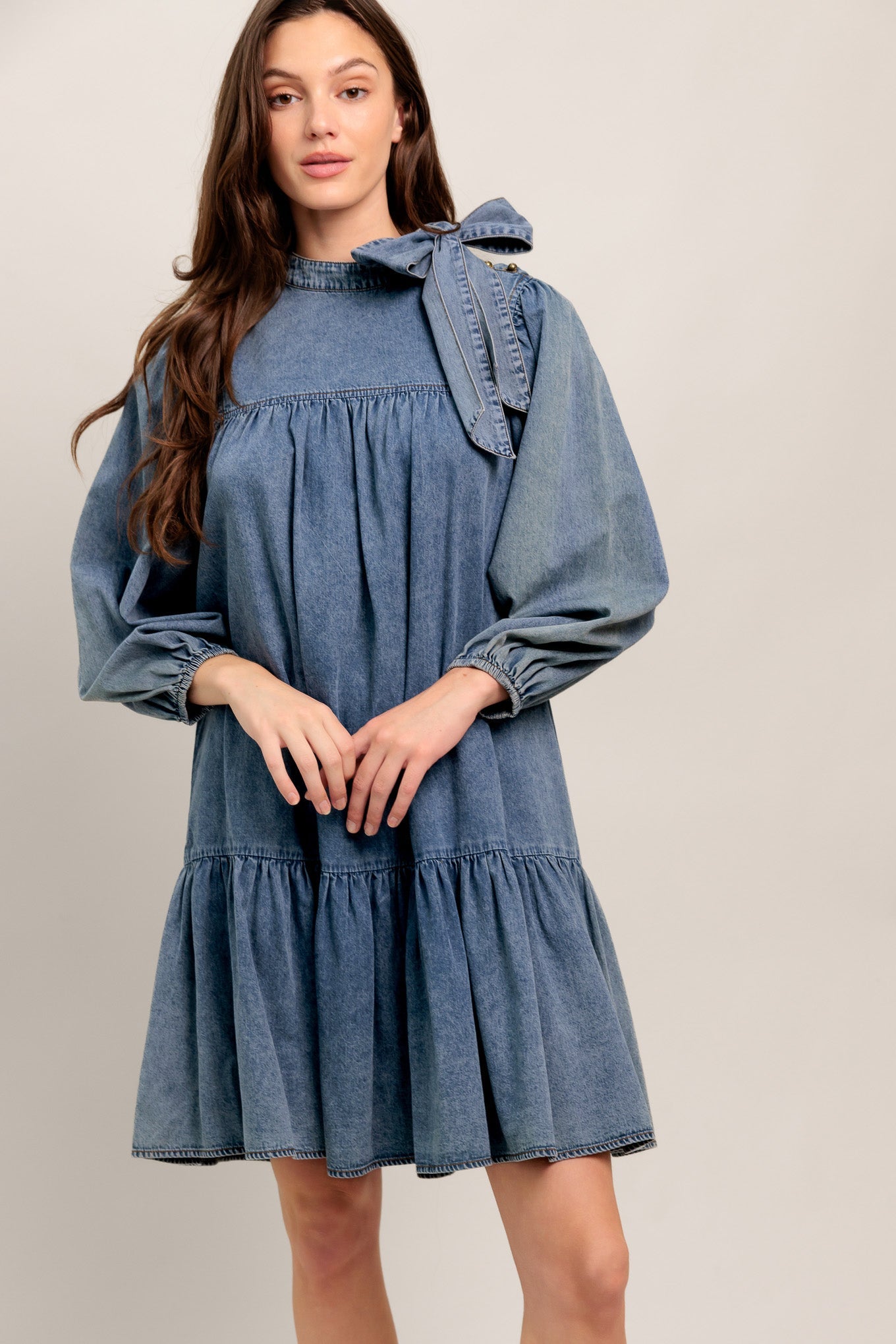 COMMON GROUND LIGHT WEIGHT DENIM MINI DRESS