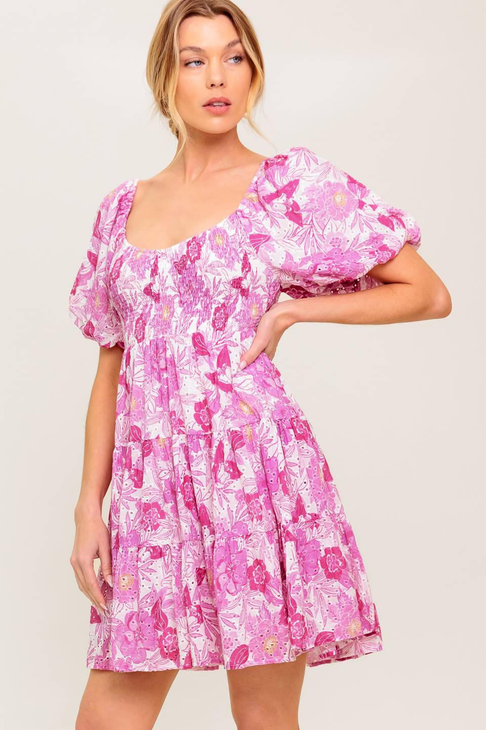 MEADOW RHYTHM WOVEN EYELET MINI DRESS