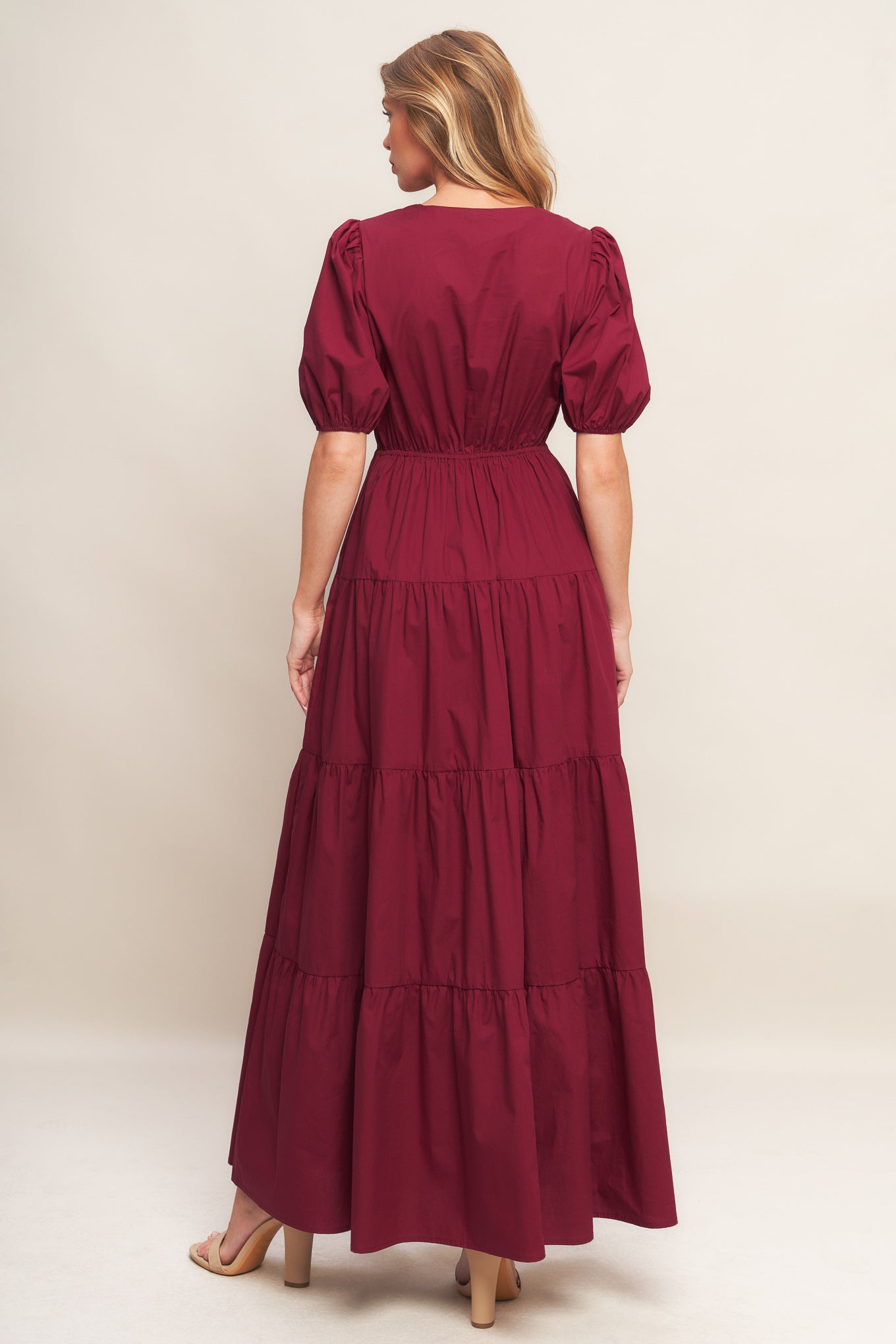 SUMMER GLOW BURGUNDY WOVEN MAXI DRESS