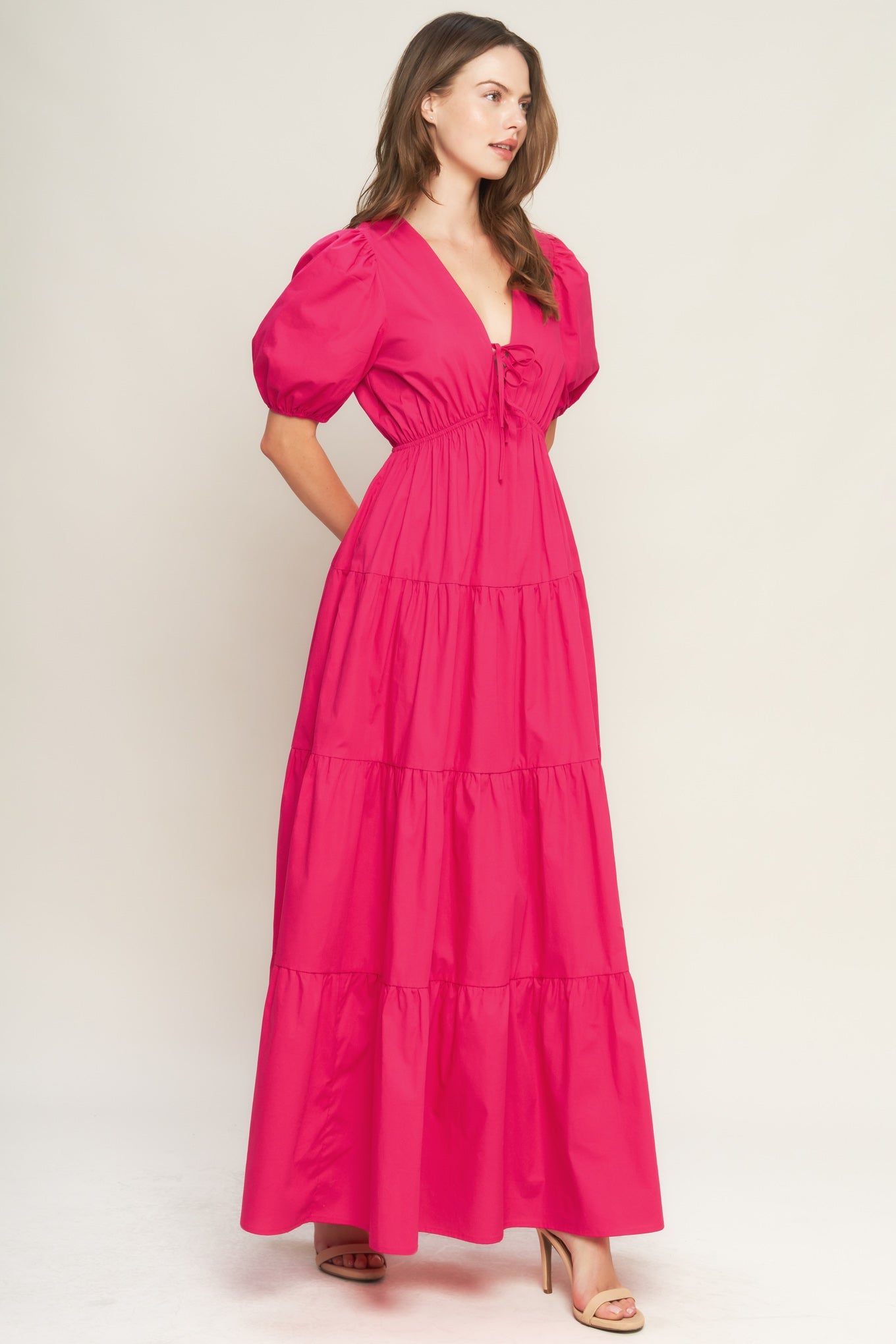 SUMMER GLOW FUCHSIA WOVEN MAXI DRESS