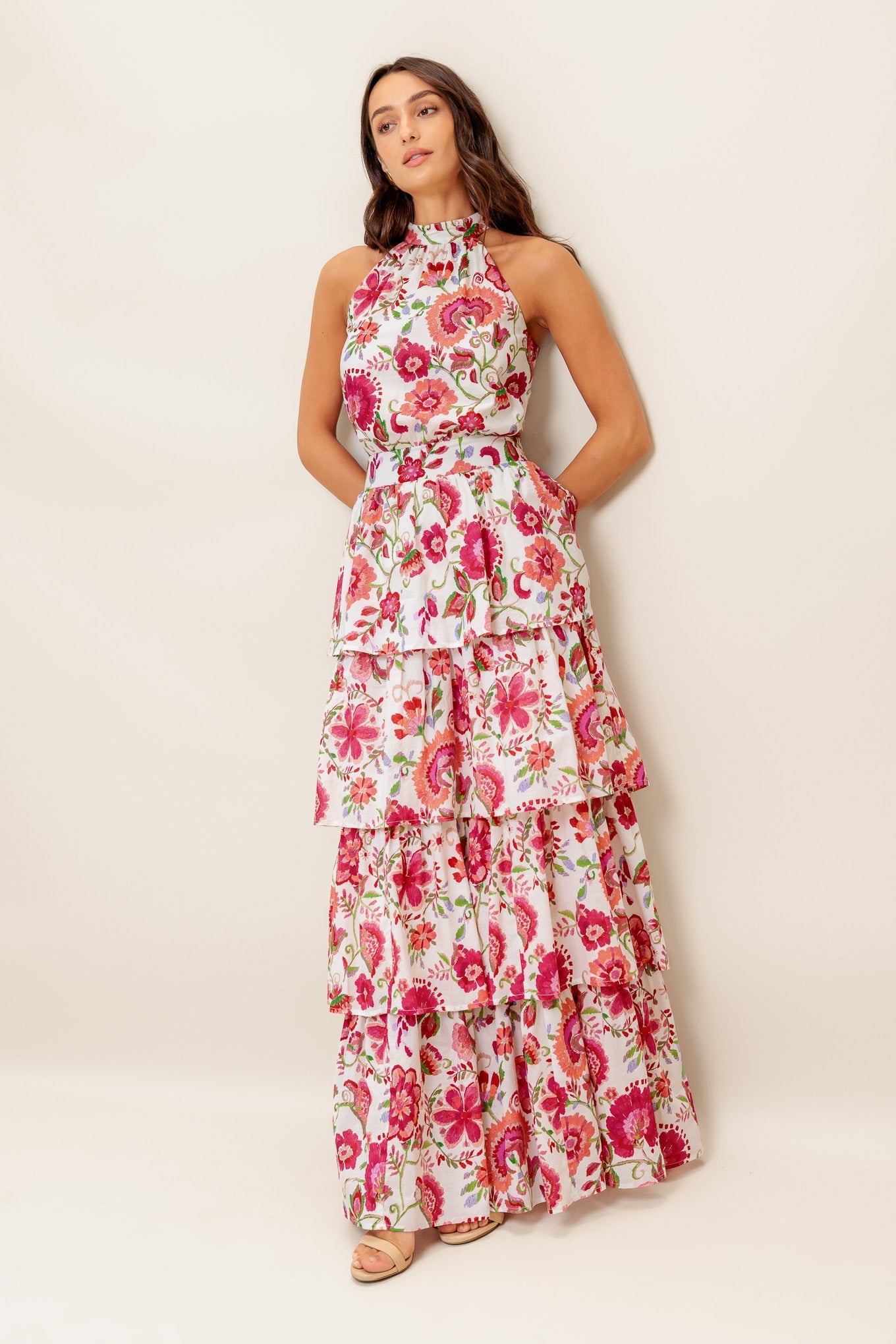 FLORAL RHAPSODY WOVEN MAXI DRESS