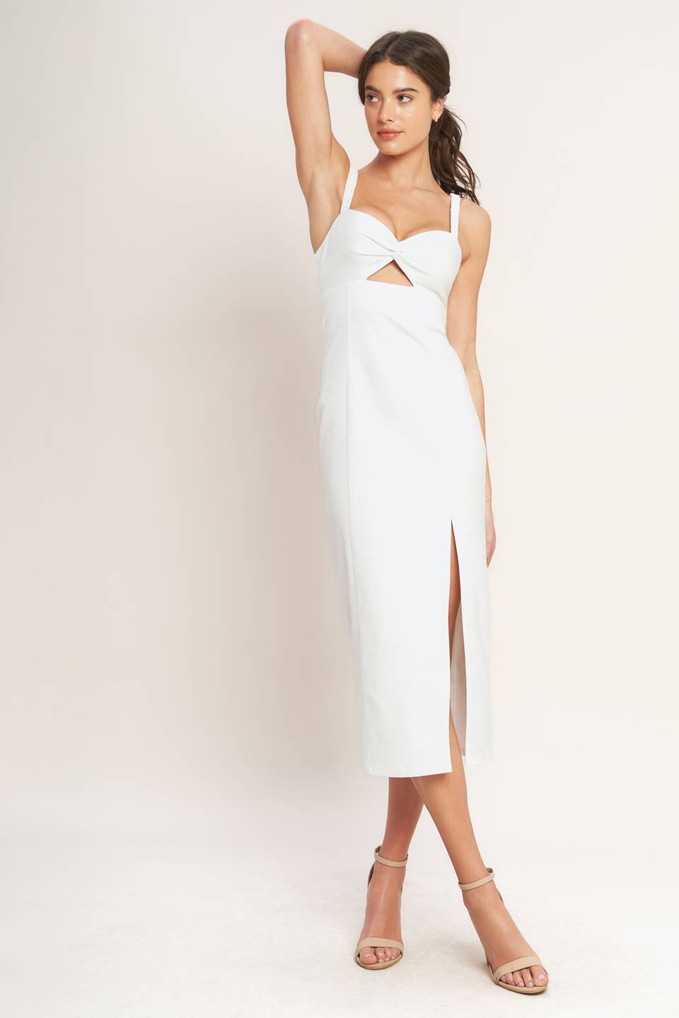 SILENT SHIN TWILL MIDI DRESS