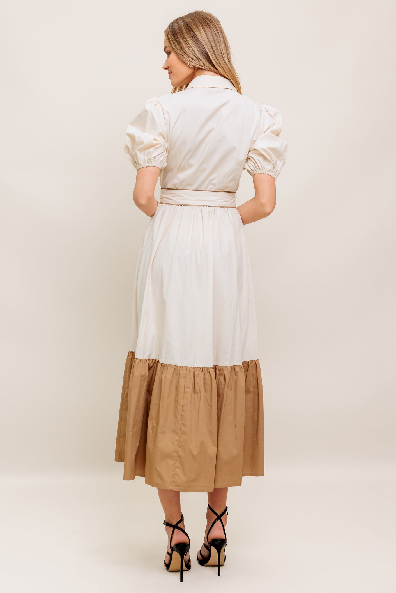 LOVELY BOUQUET COLOR BLOCKED MIDI DRESS