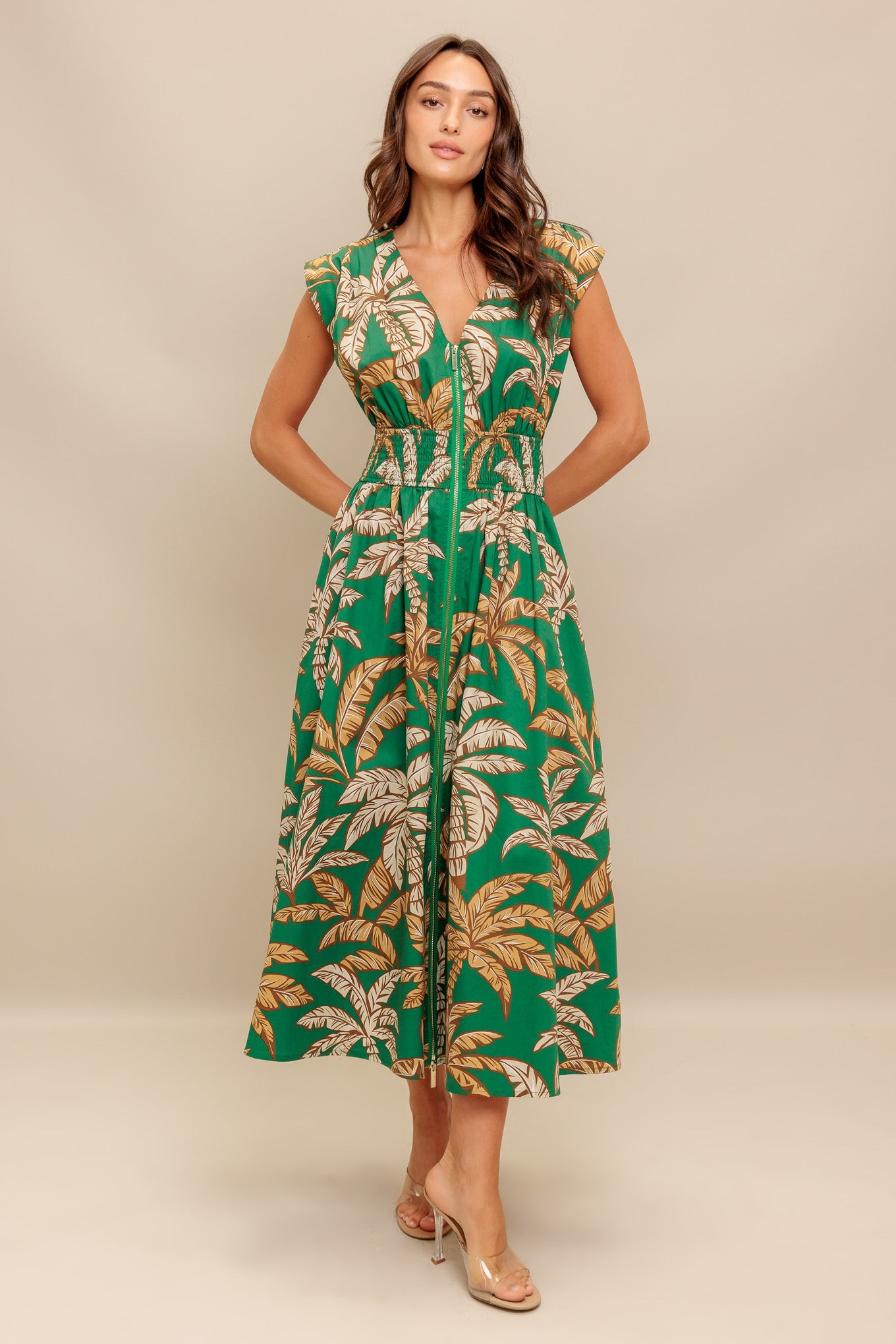 LUSH STILLNESS WOVEN MIDI DRESS