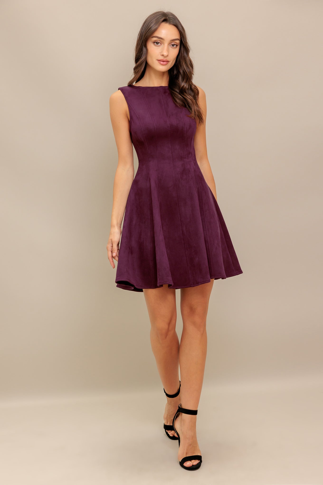 WINE IN THE SUN FAUX SUEDE MINI DRESS
