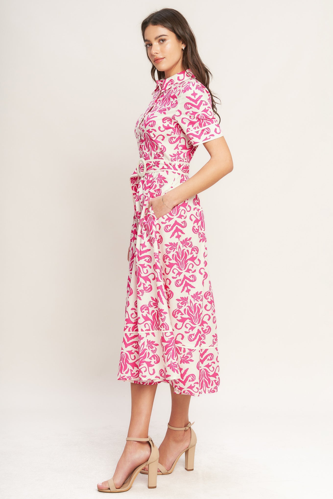 FESTA BLOSSOM WOVEN MIDI SHIRT DRESS