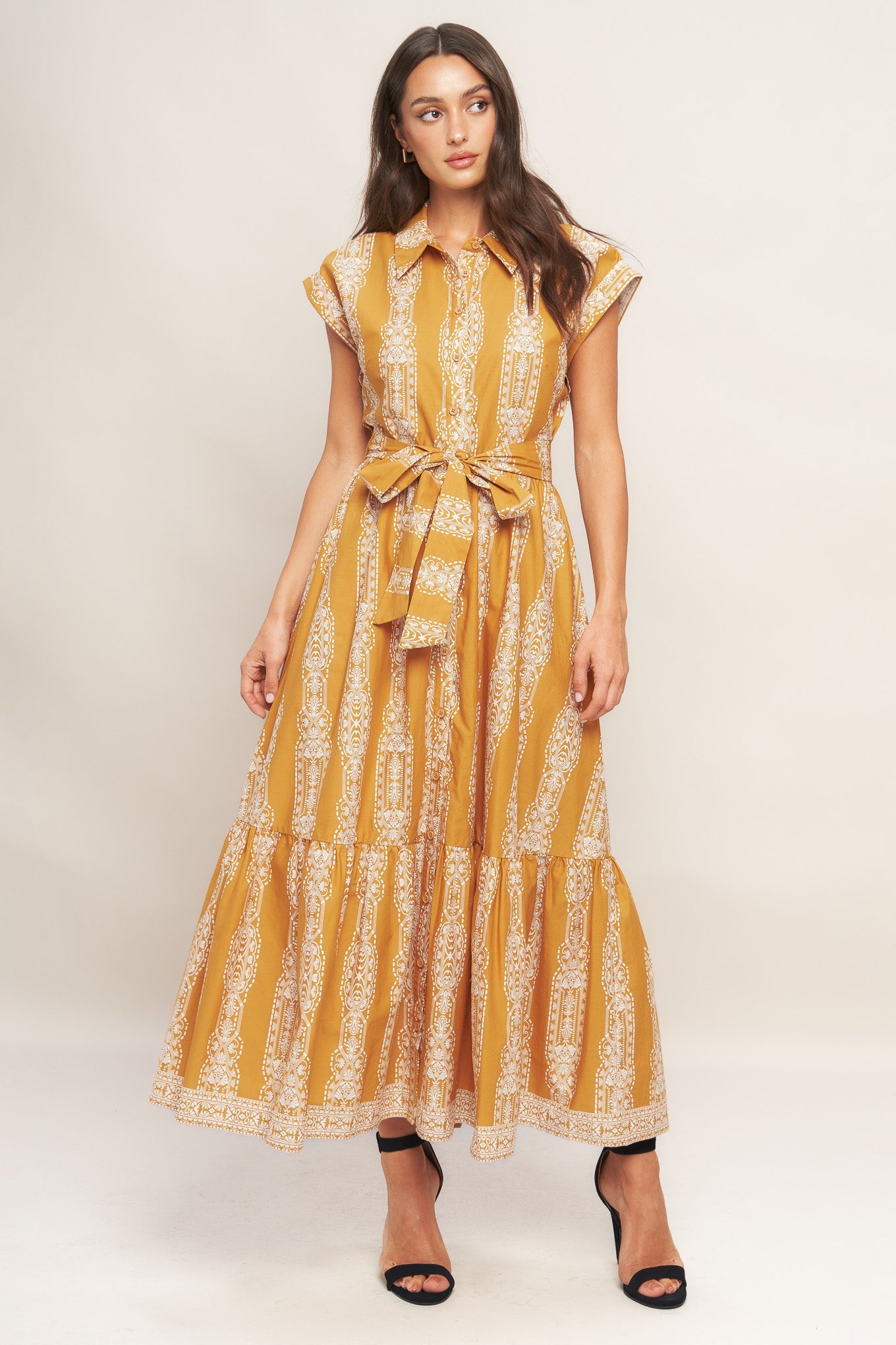 DESERT BLOOM WOVEN MIDI DRESS