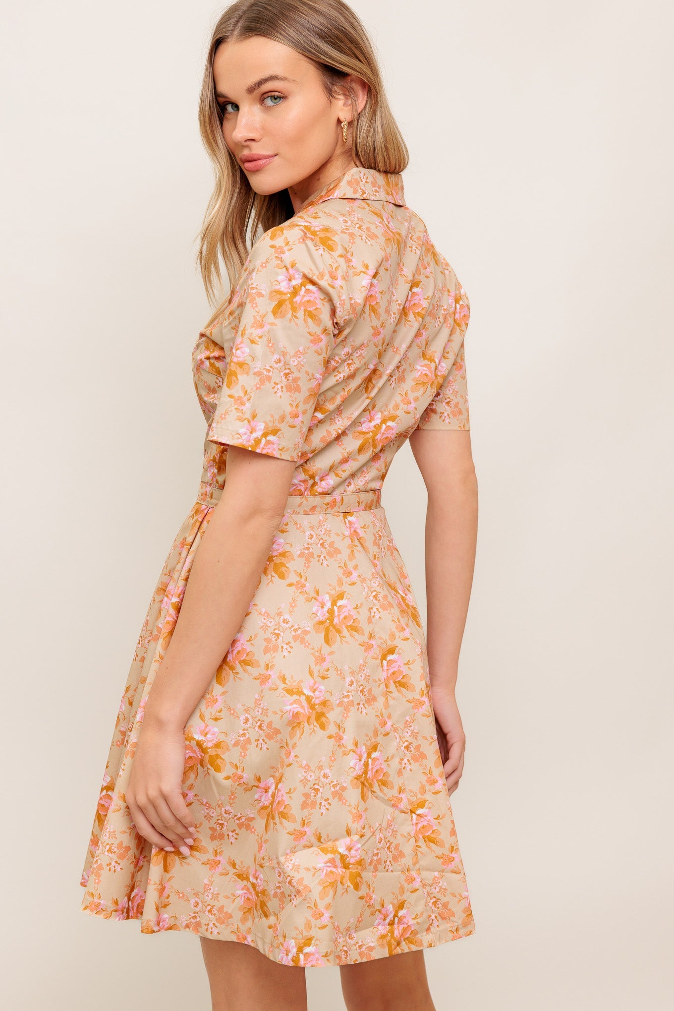 PEACH BLOSSOM WOVEN MINI DRESS