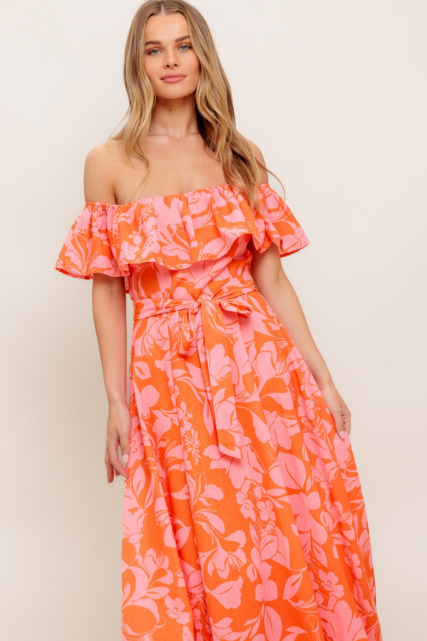 CITRUS GARDEN WOVEN MIDI DRESS
