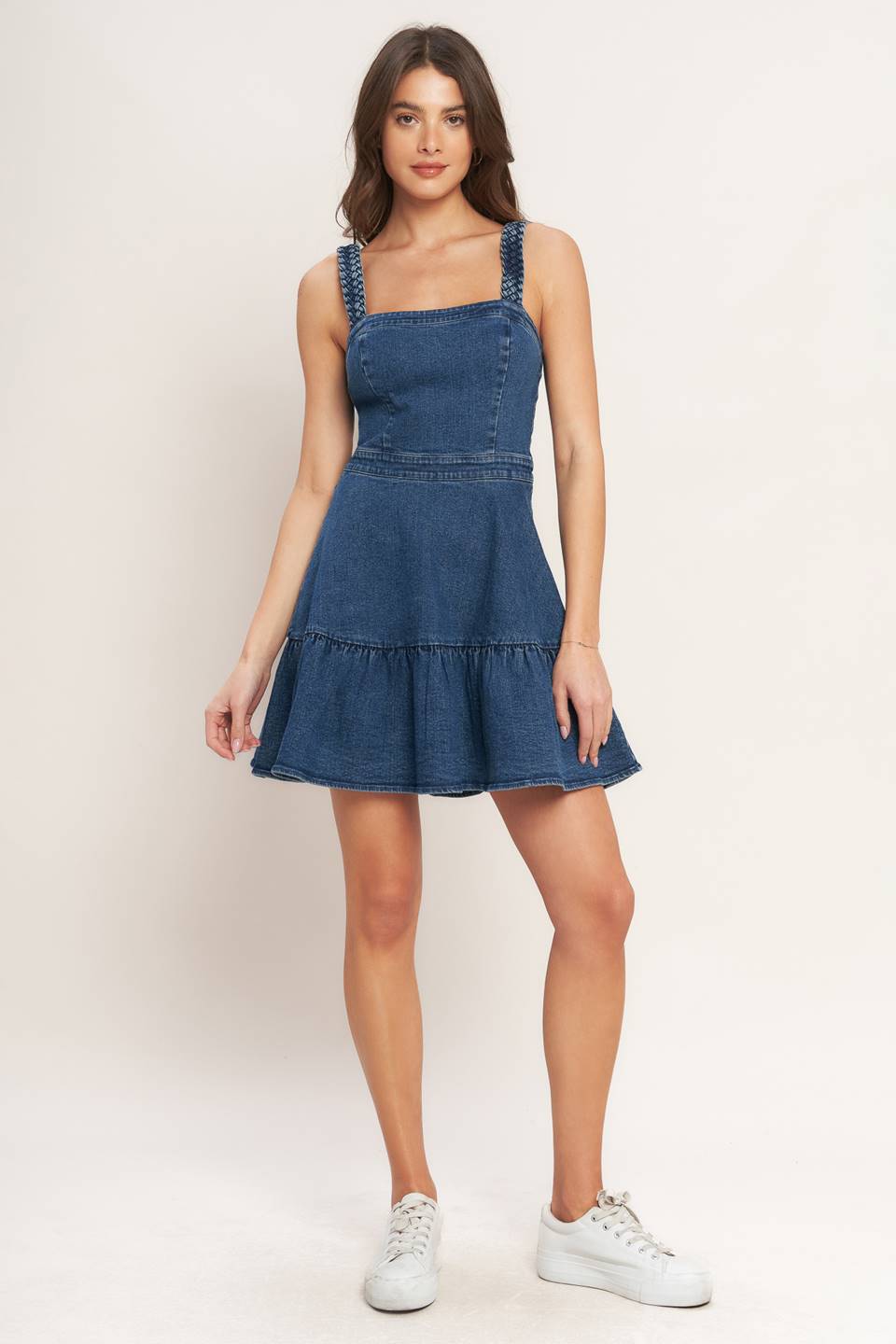 FUNCTIONAL SEAMING DENIM MINI DRESS