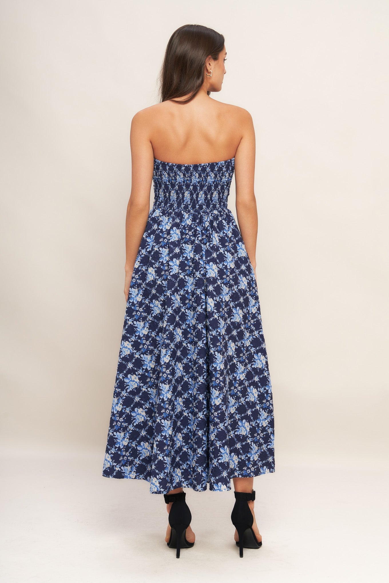 BLUE RENAISSANCE WOVEN MIDI DRESS