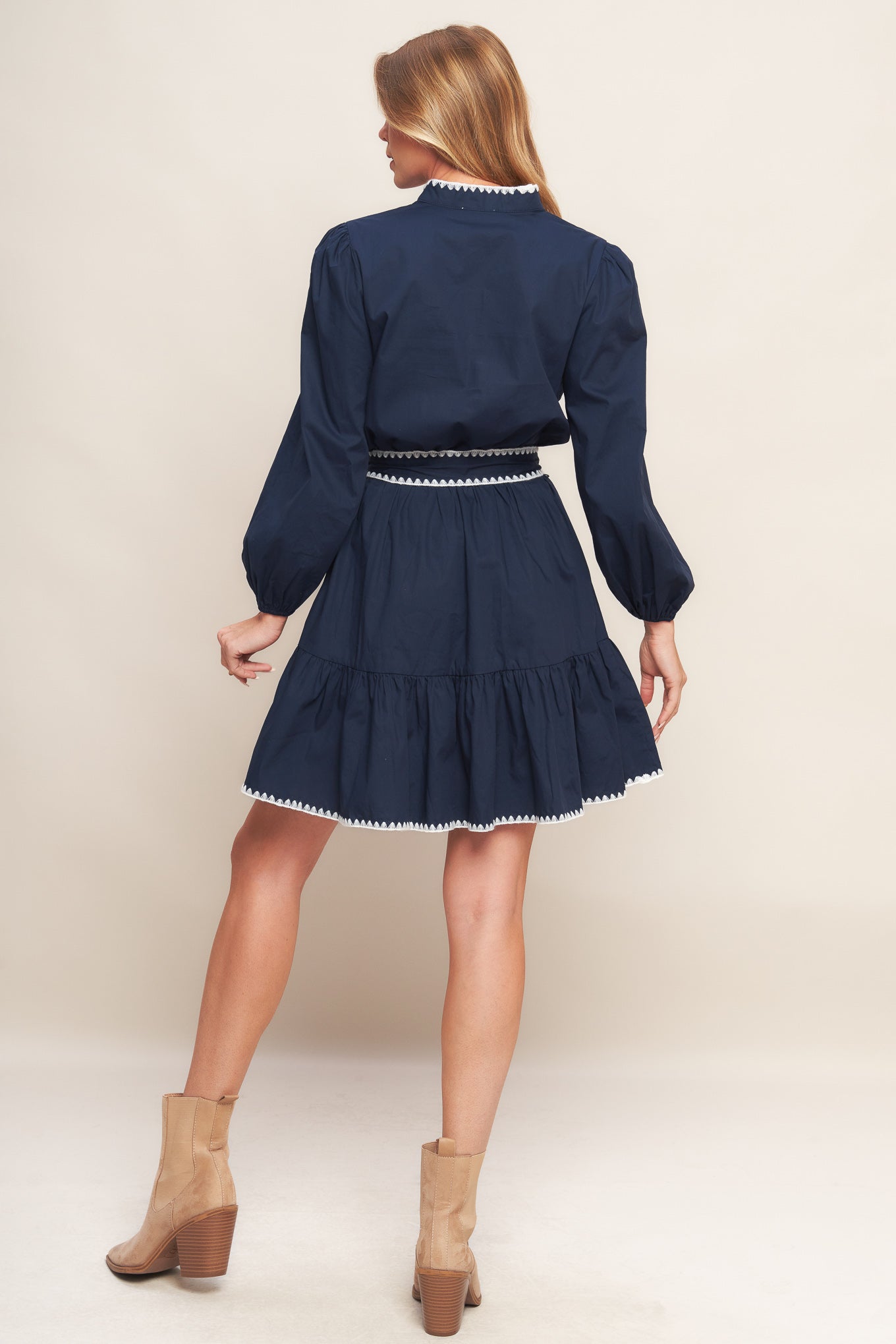 URBAN NOIR NAVY WOVEN MINI DRESS
