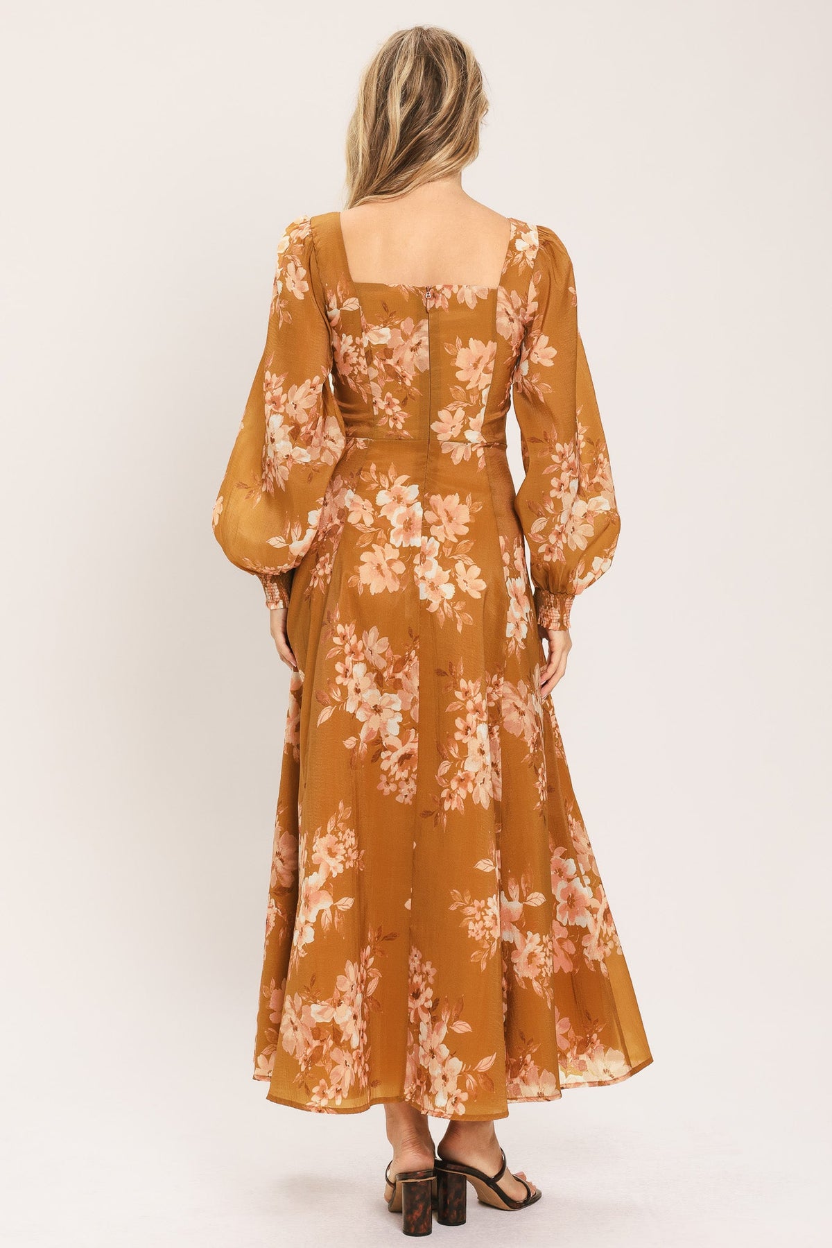 GOLDEN BLOSSOM WOVEN ANKLE DRESS