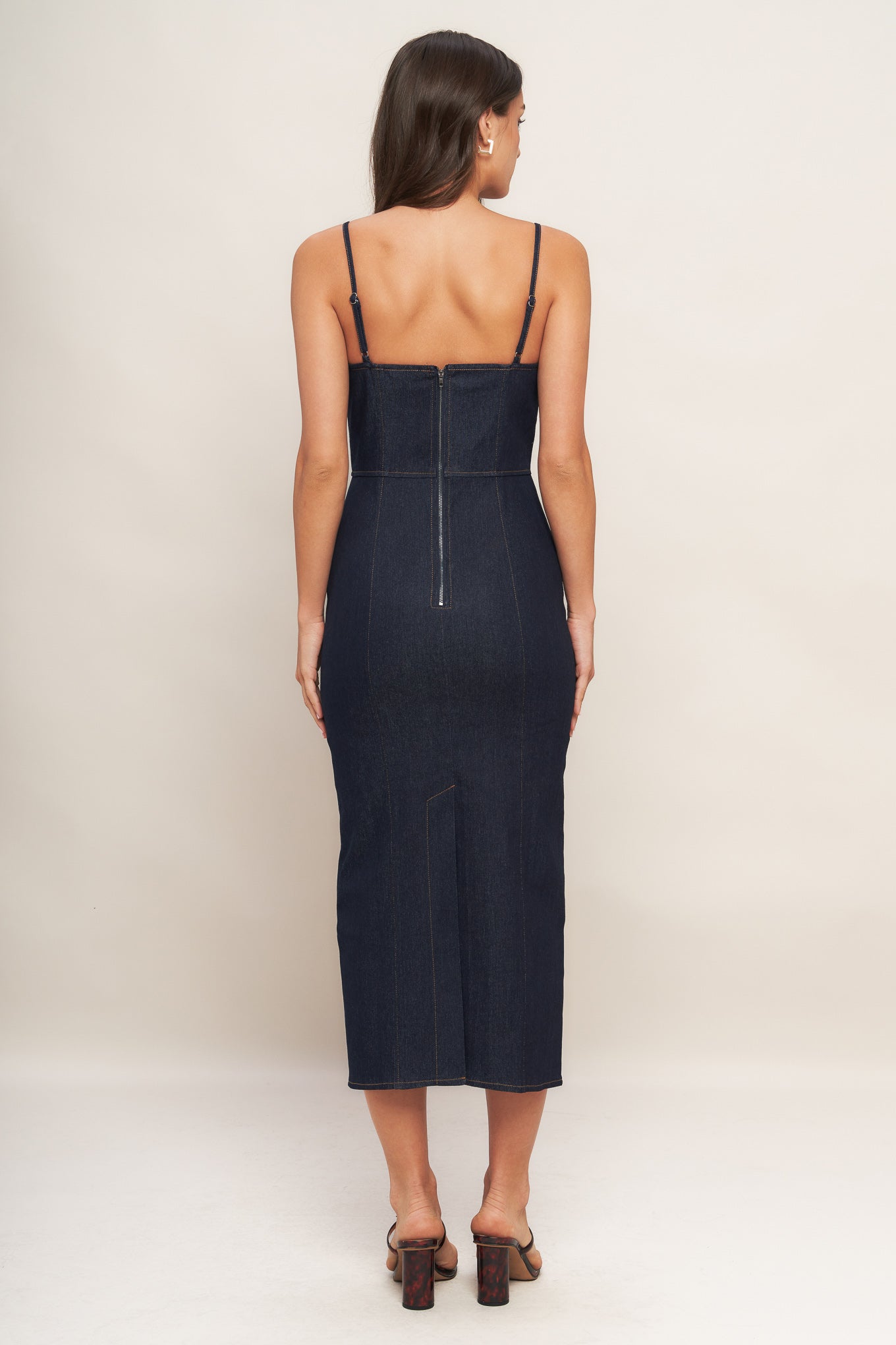 MIDNIGHT INDIGO DENIM MIDI DRESS