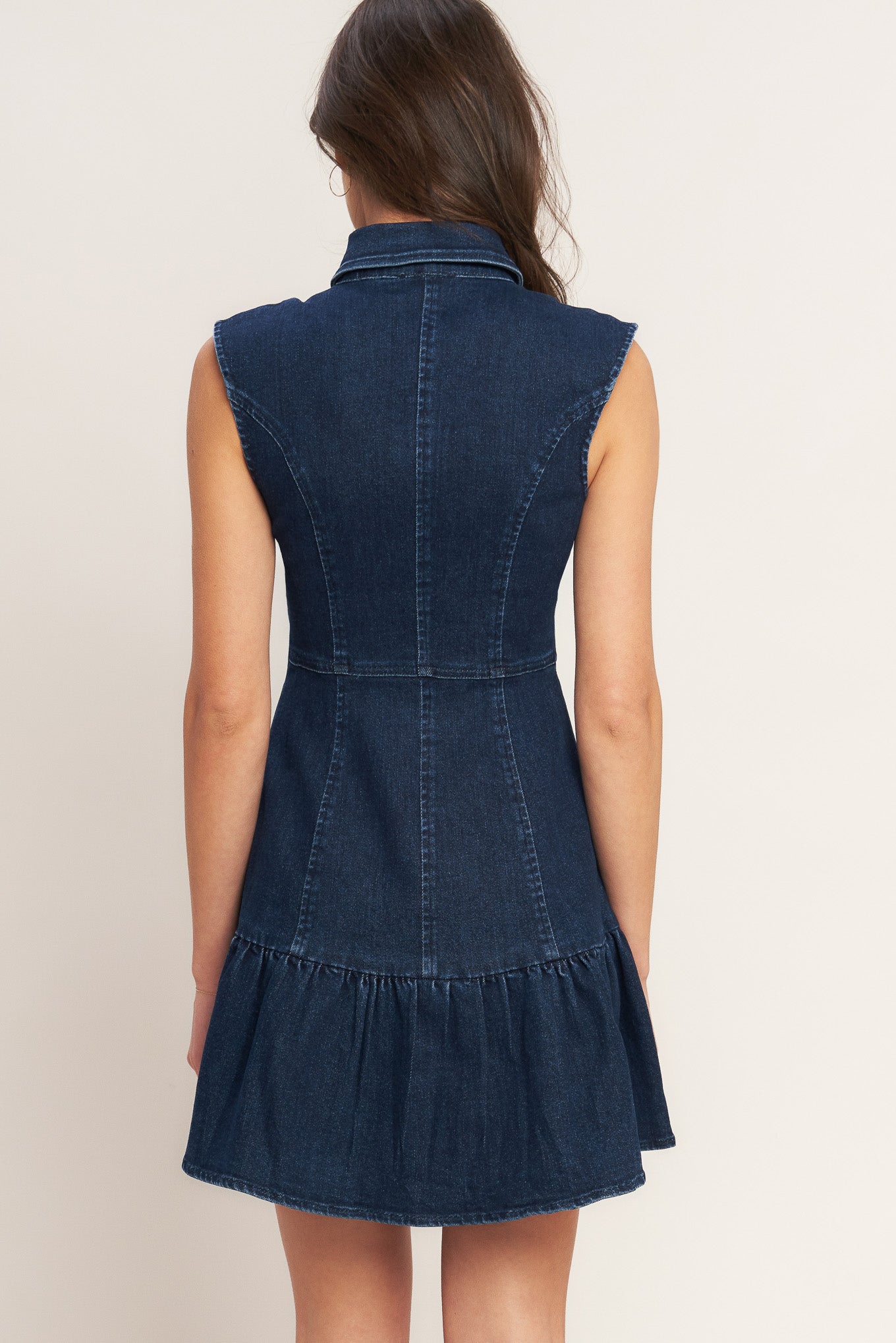 BUILT FORM SILHOUETTE DENIM MINI DRESS