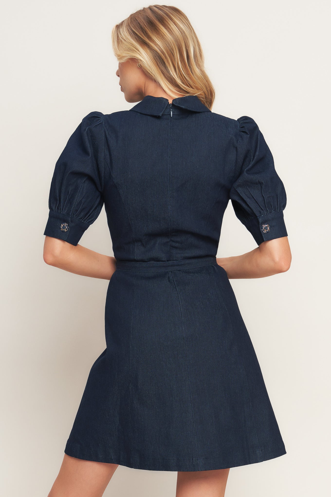 MIDNIGHT COUTURE DENIM MINI DRESS