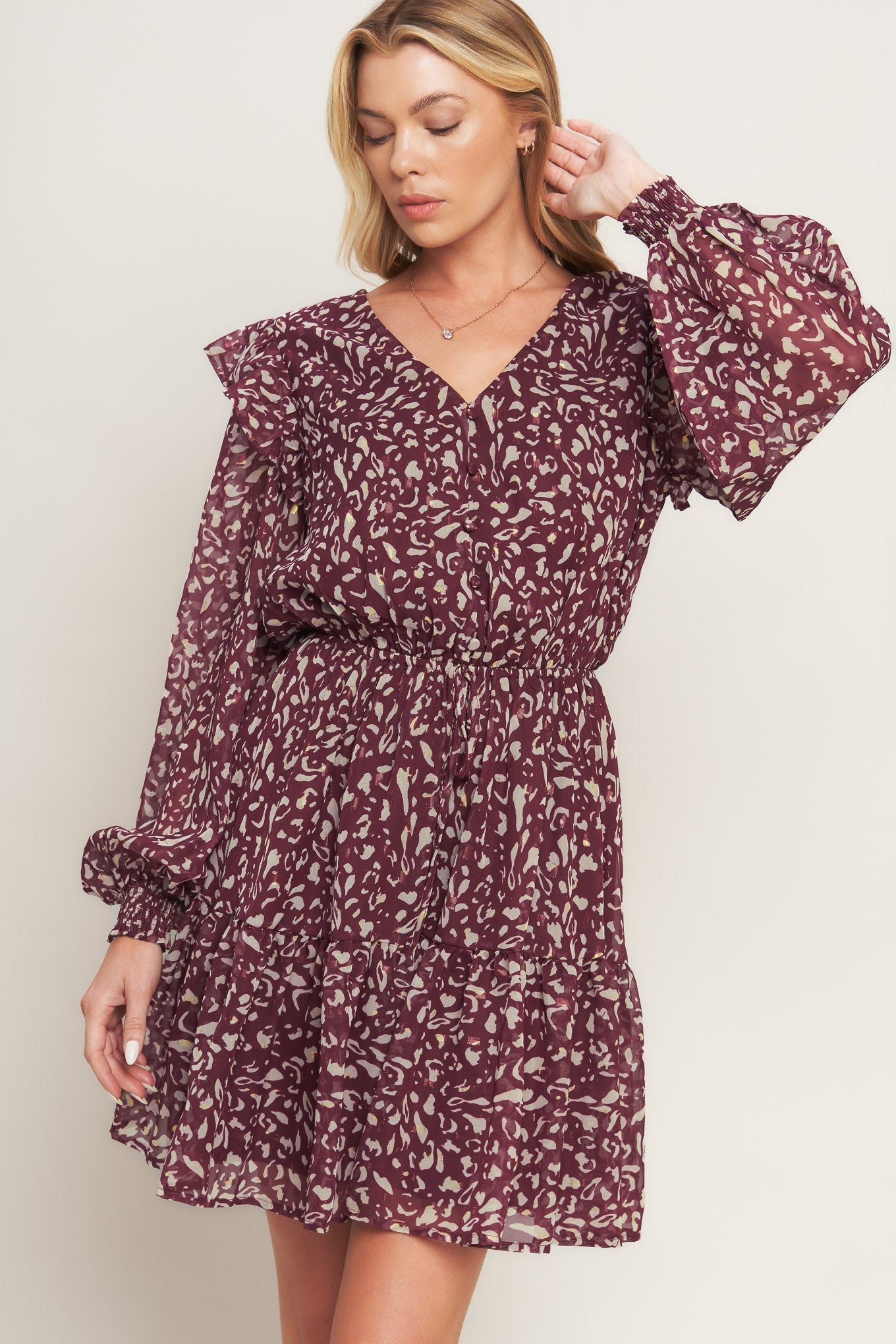 BERRY WILDS WOVEN MINI DRESS