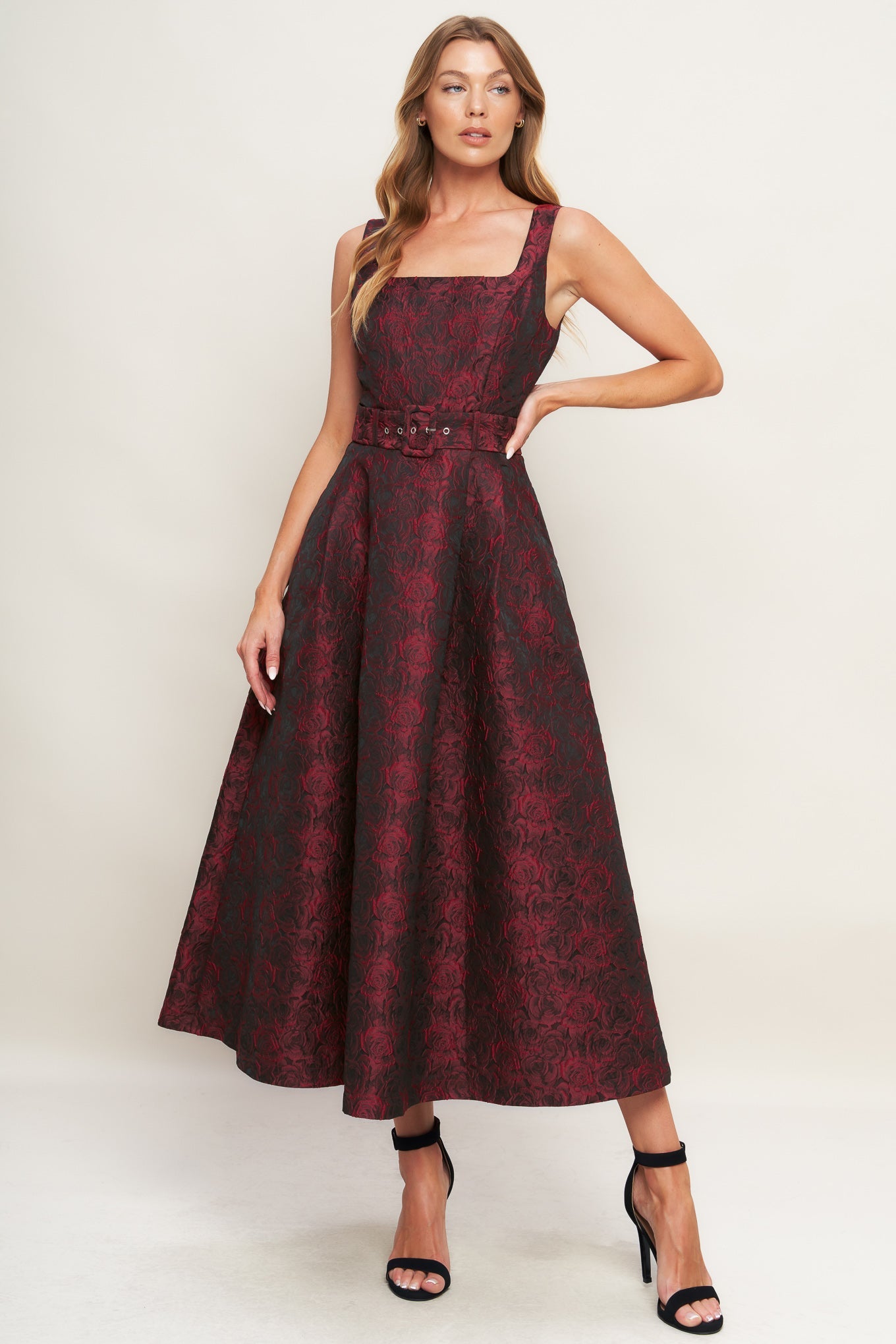 IMPERIAL ALLURE WOVEN JACQUARD MIDI DRESS