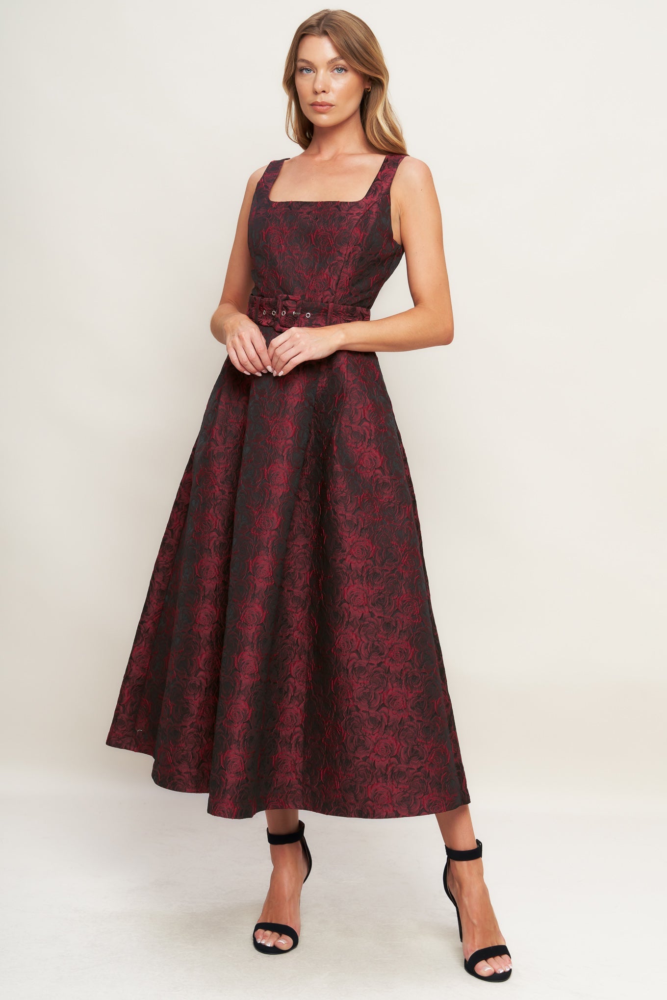 IMPERIAL ALLURE WOVEN JACQUARD MIDI DRESS