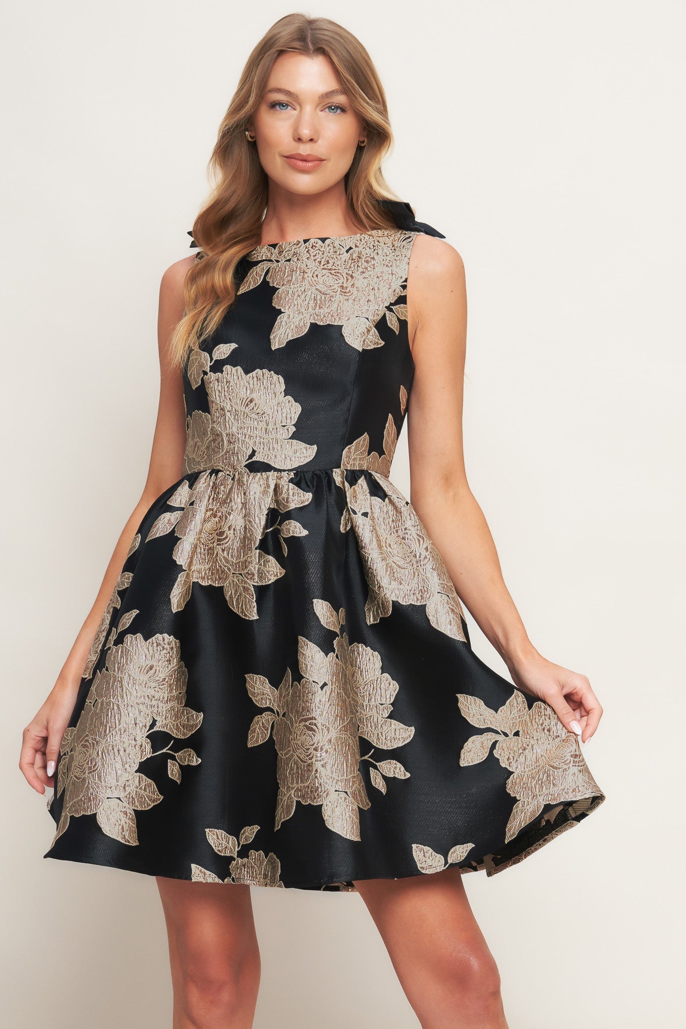 NOIR FLEUR WOVEN MINI DRESS