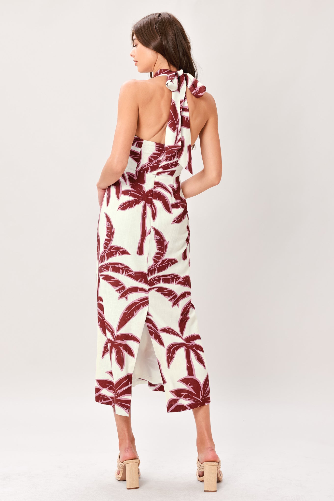 PALM SIREN WOVEN MIDI DRESS