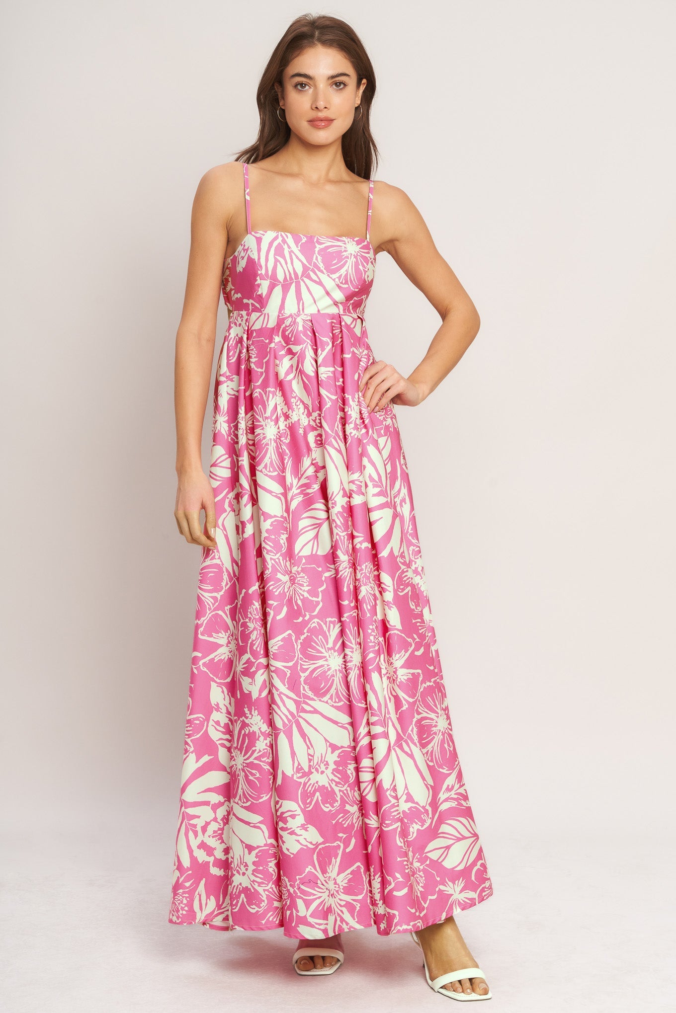 SUMMER HEAT FLORAL WOVEN MAXI DRESS