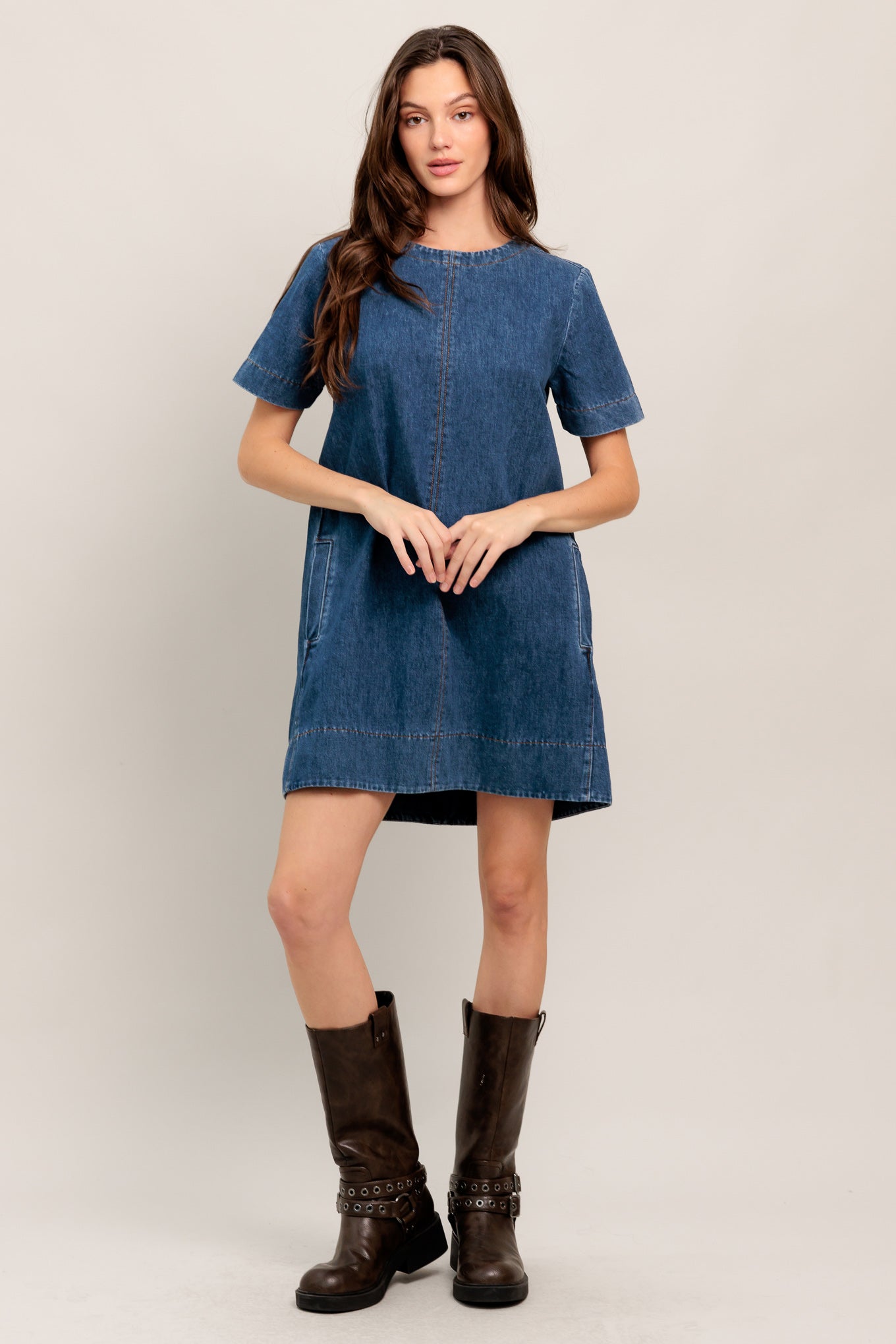 SIMPLY PUT TOGETHER DENIM MINI DRESS