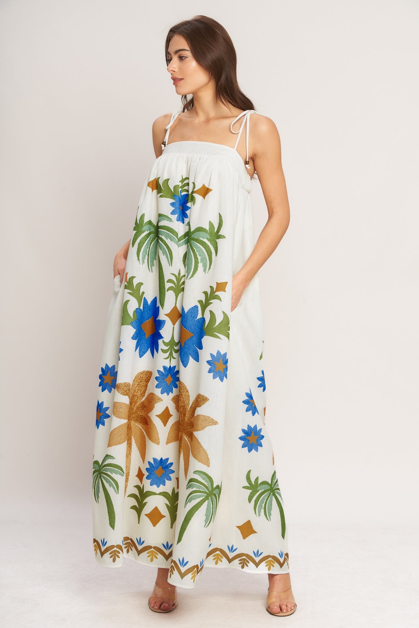 TROPIC ARTE FLOW WOVEN MAXI DRESS