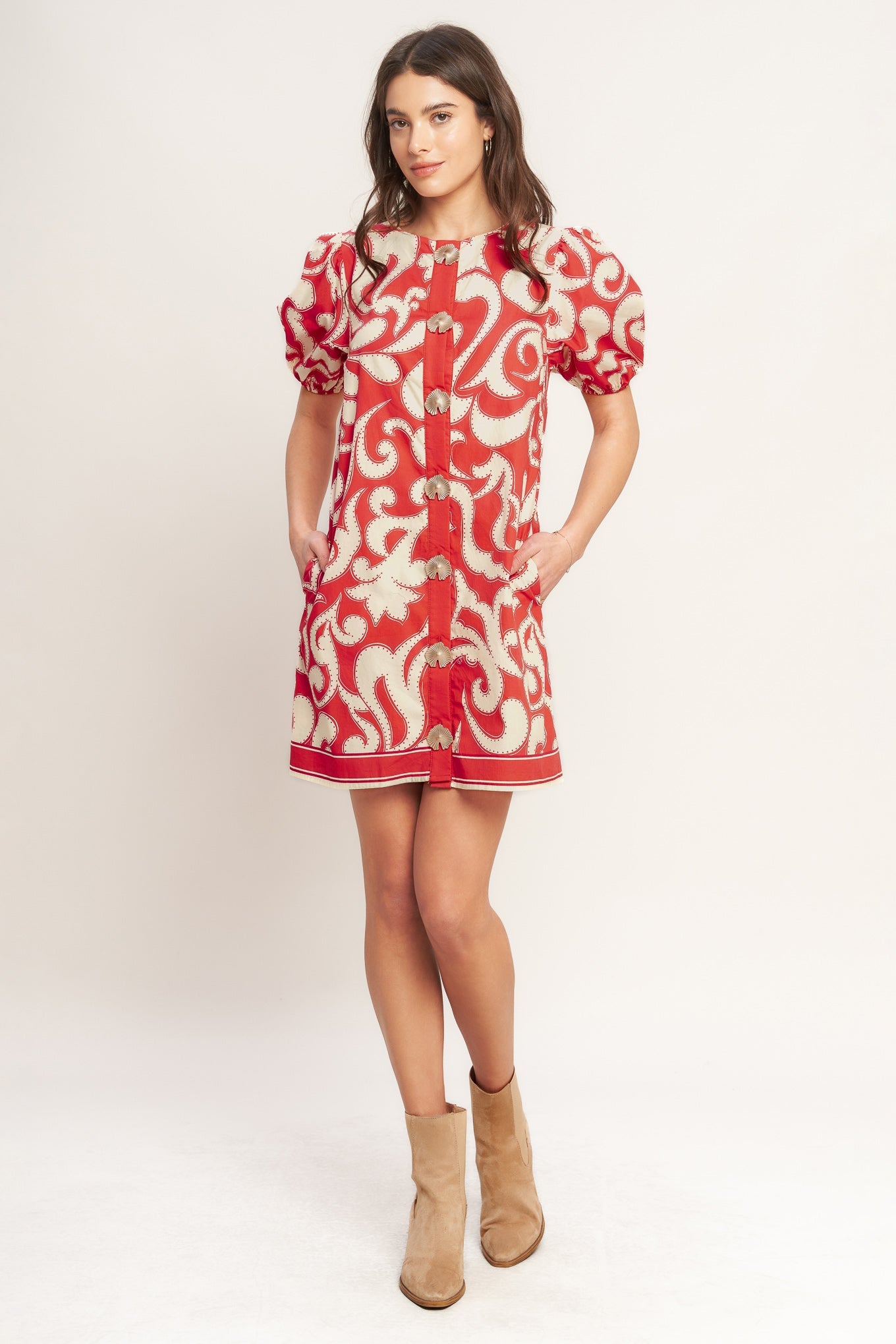 STRAIGHT & STRONG WOVEN MINI DRESS