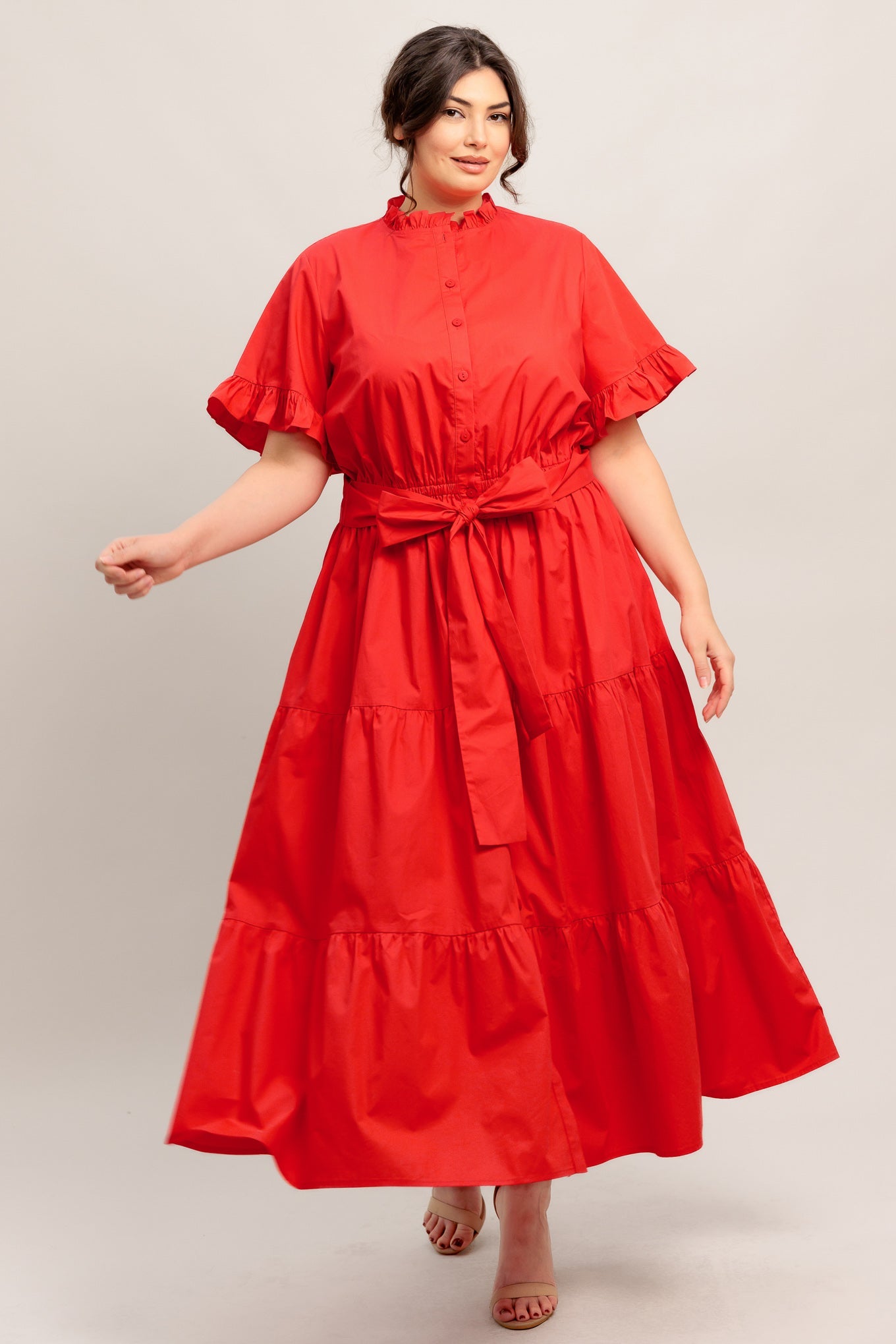 FEELS LIKE A COMPLIMENT WOVEN MIDI DRESS