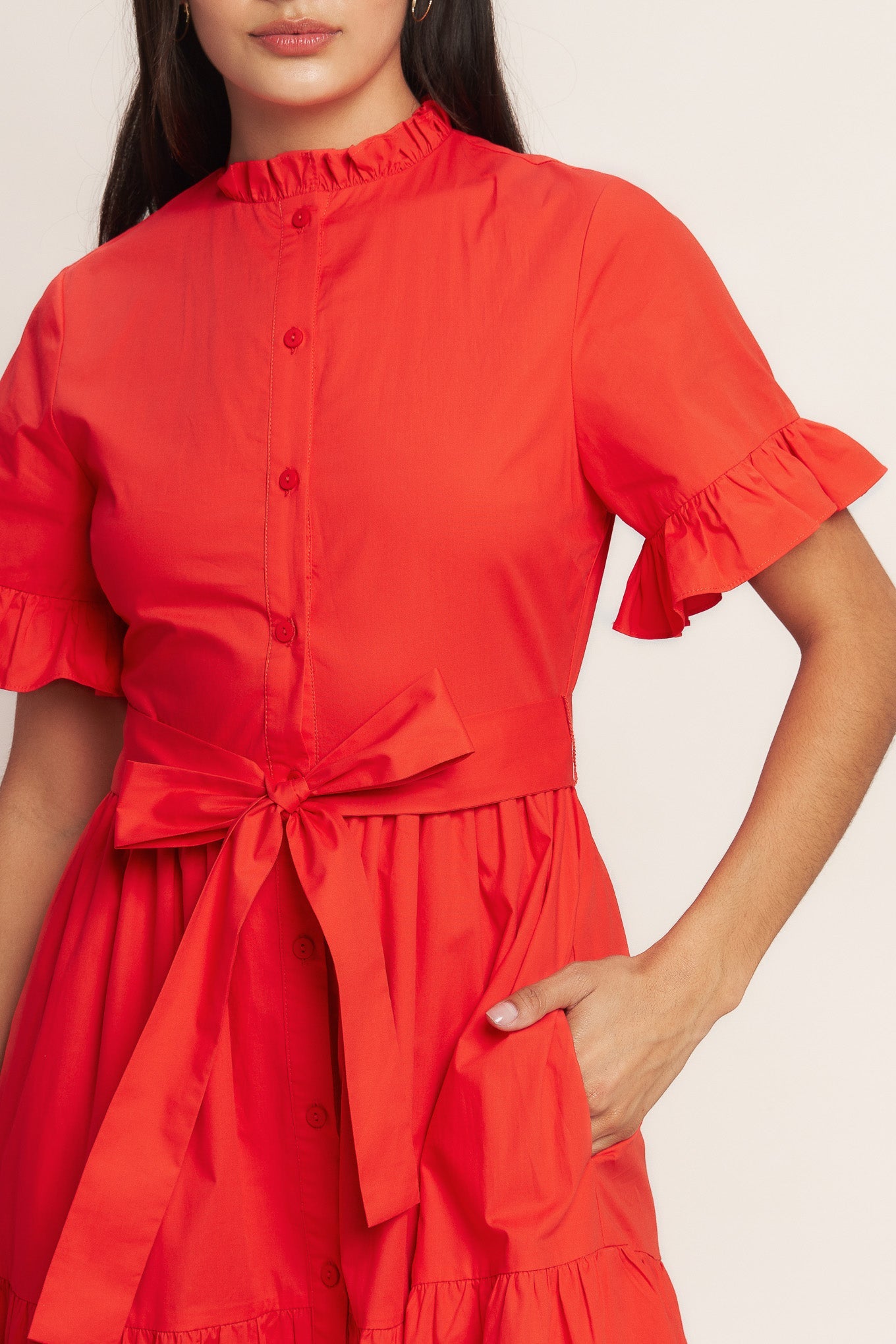 FEELS LIKE A COMPLIMENT WOVEN MIDI DRESS