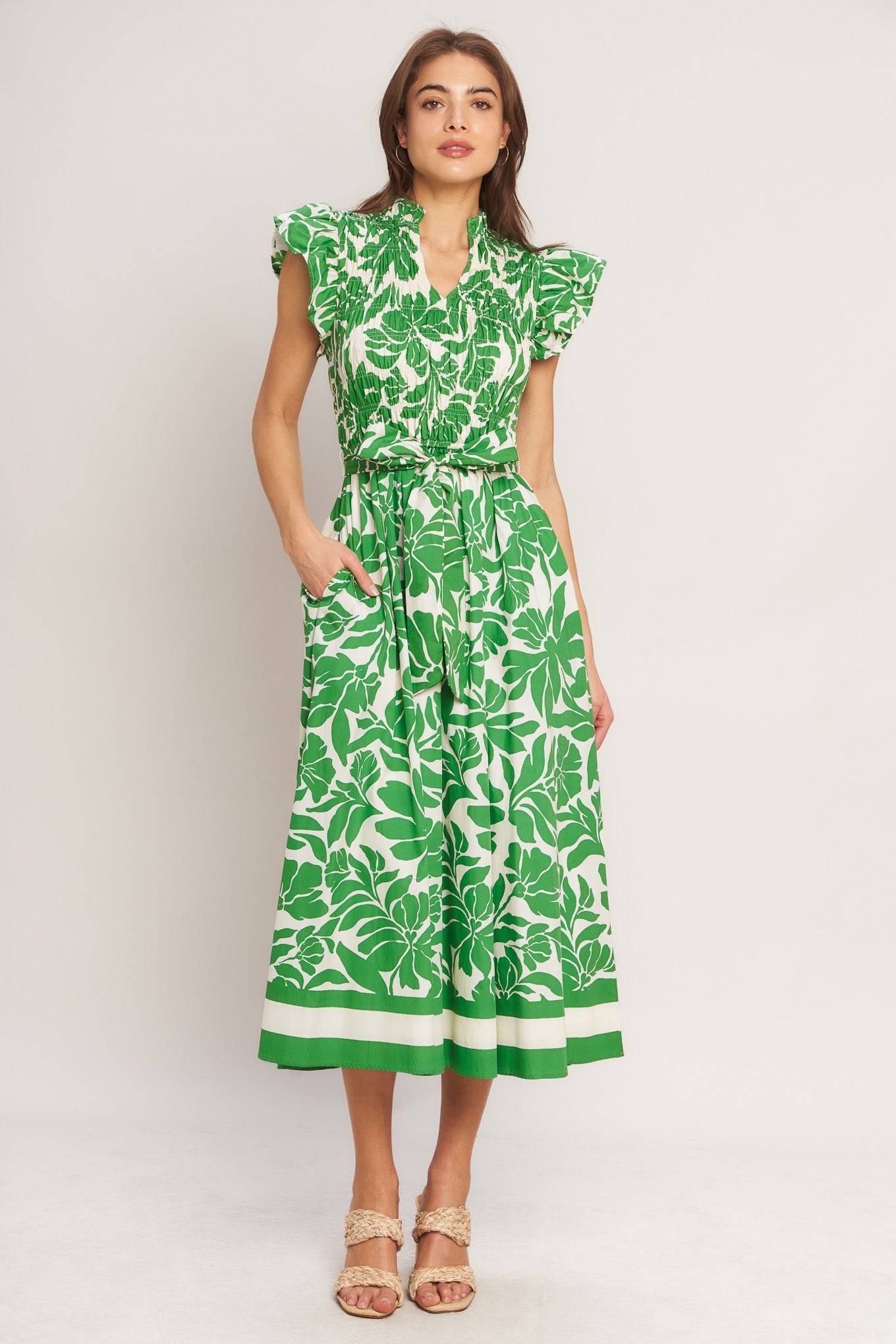 BLOOM ENERGY WOVEN MIDI DRESS