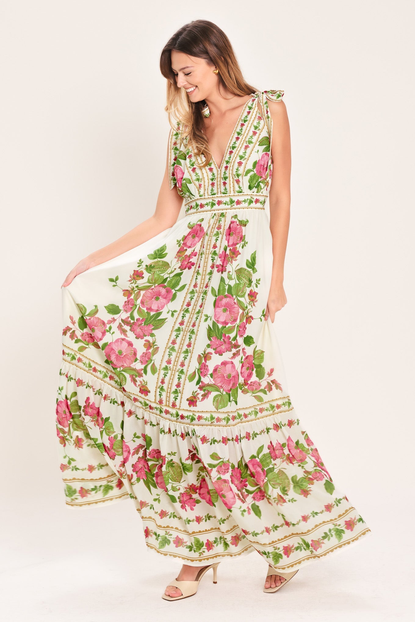 white midi maxi dress Rose Garden Tied Shoulder Maxi Dress White