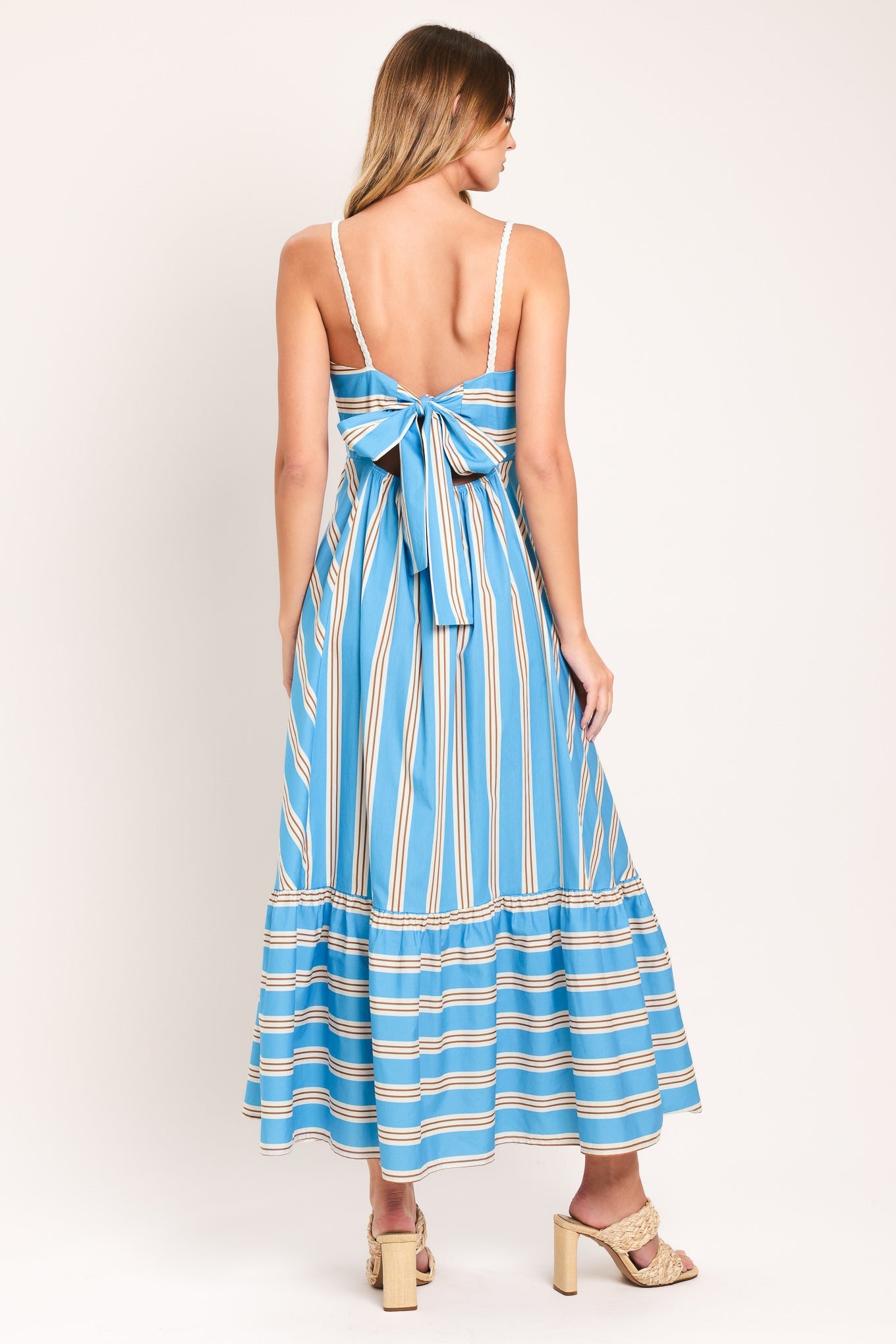 BREEZE STRIPE WOVEN MIDI DRESS