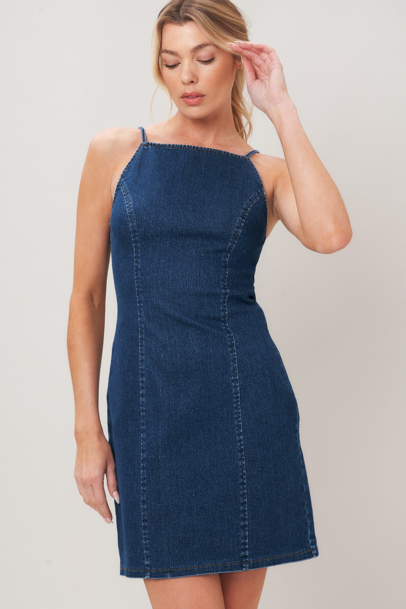 SECOND SKIN DENIM MINI DRESS