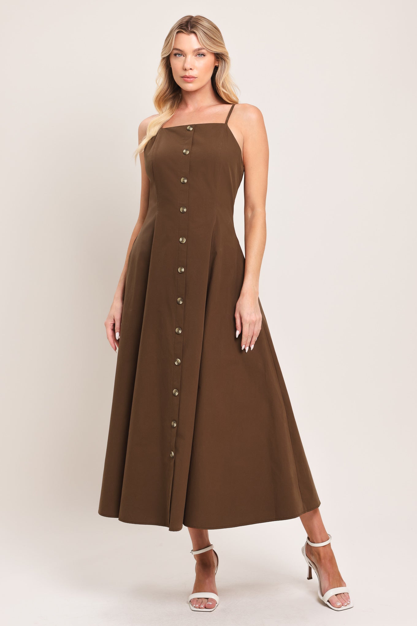 EARTHY GRACE WOVEN MIDI DRESS