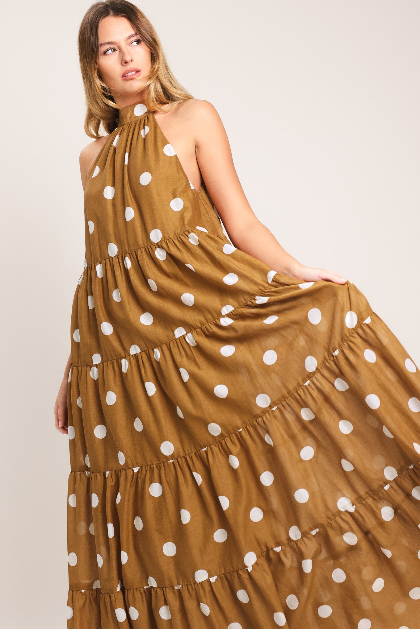 HONEY POLKA WOVEN MAXI DRESS