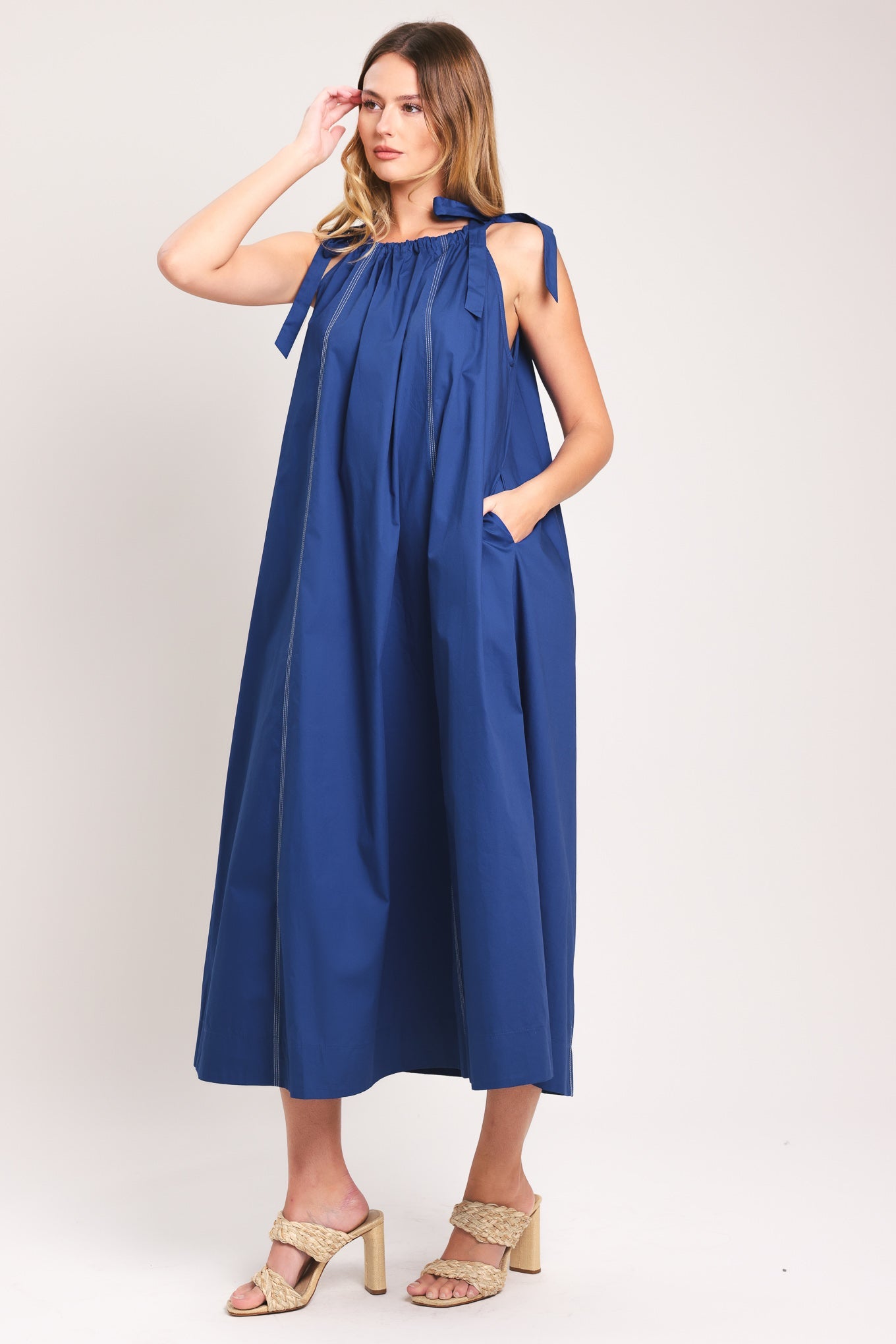 COASTAL EASE WOVEN MIDI DRESS