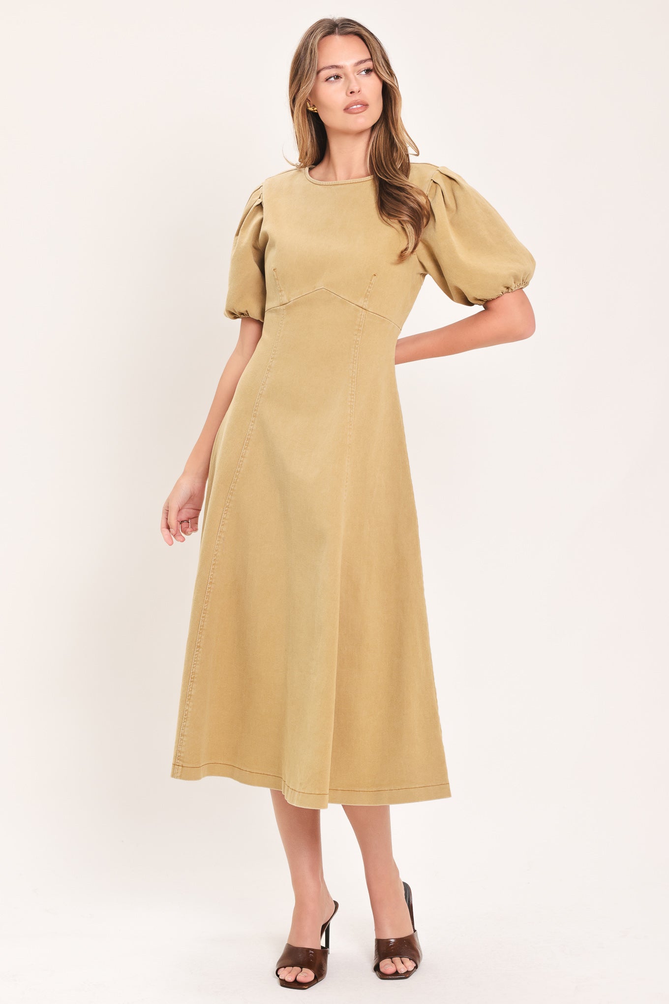 OCHRE COTTAGE POISE WOVEN MIDI DRESS