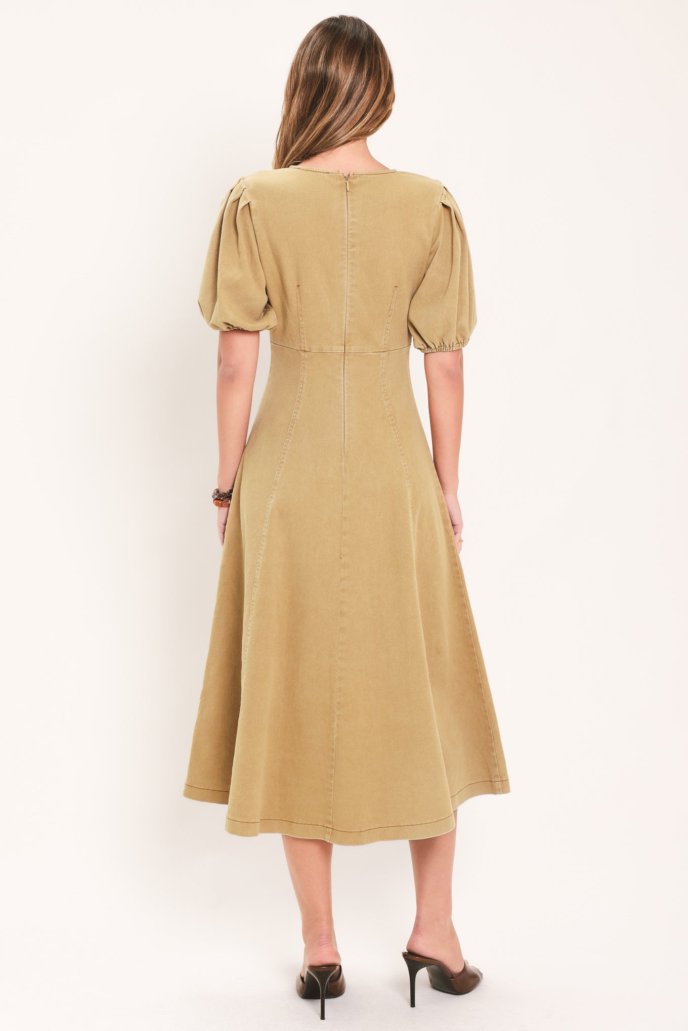 OCHRE COTTAGE POISE WOVEN MIDI DRESS