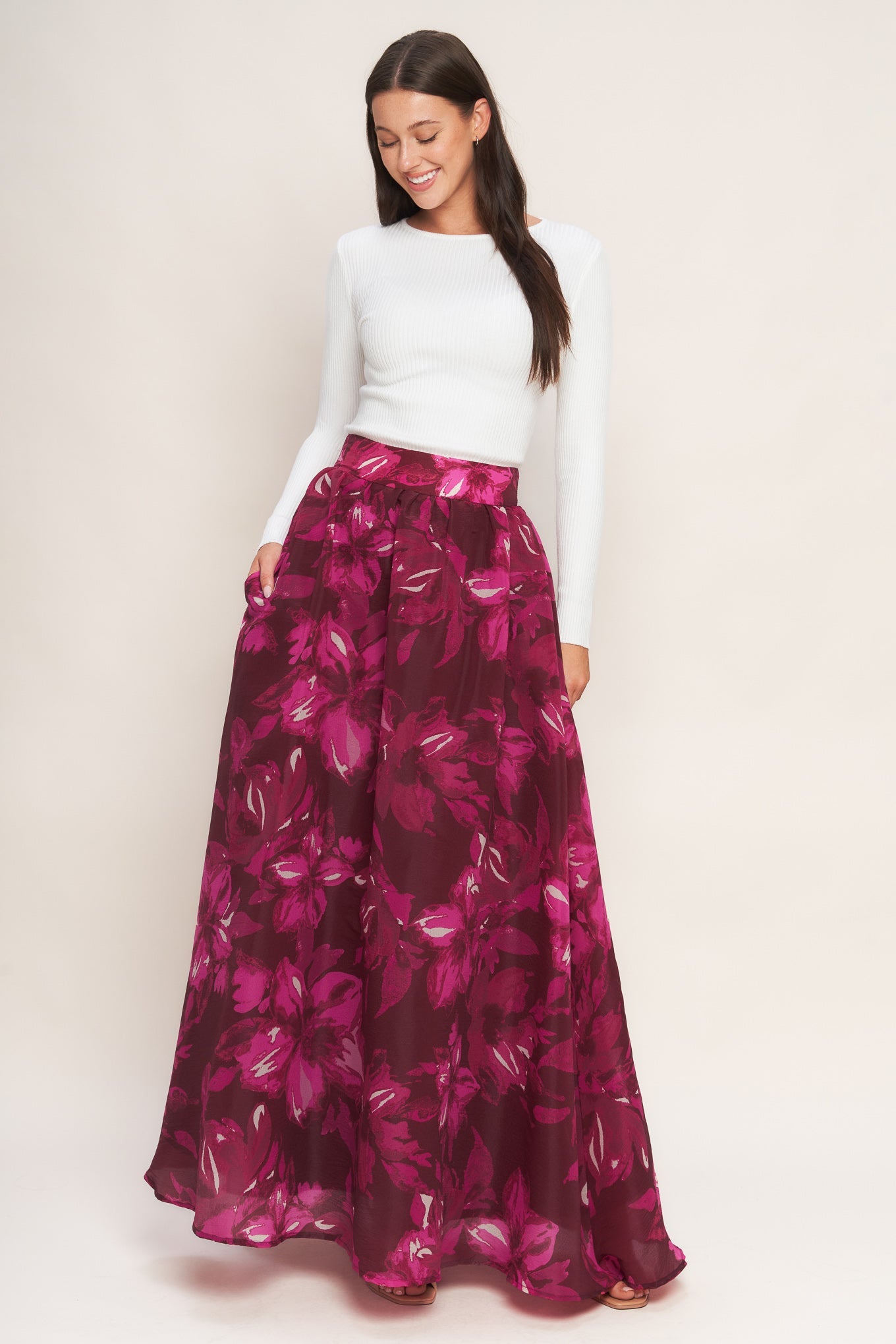 BOUQUET NO.9 WOVEN MAXI FULL SKIRT