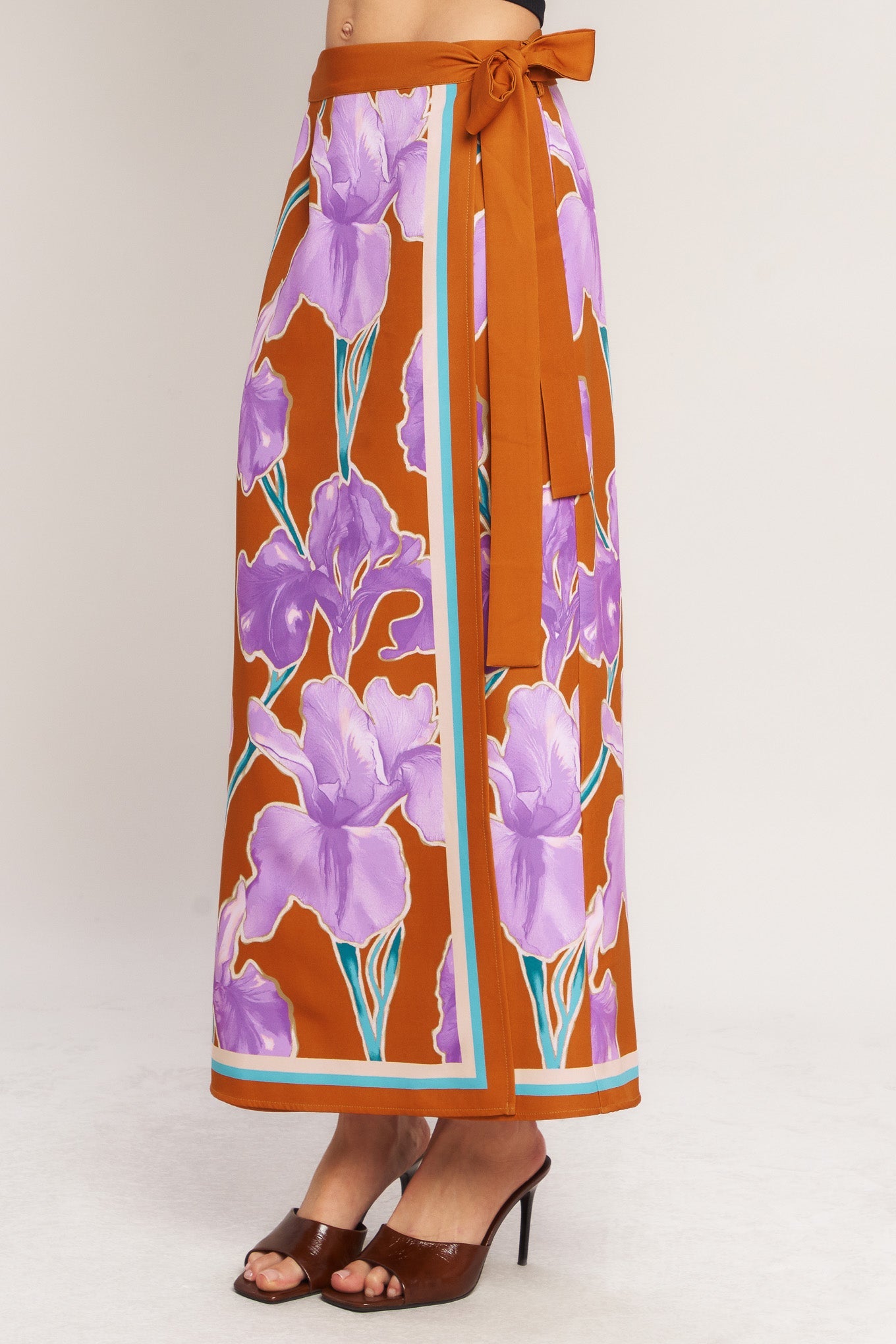 SUMMER IRIS WOVEN MIDI WRAP SKIRT