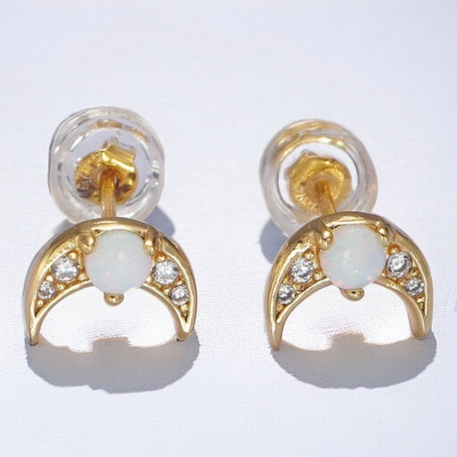24K Gold Filled White Opal Stud Earrings