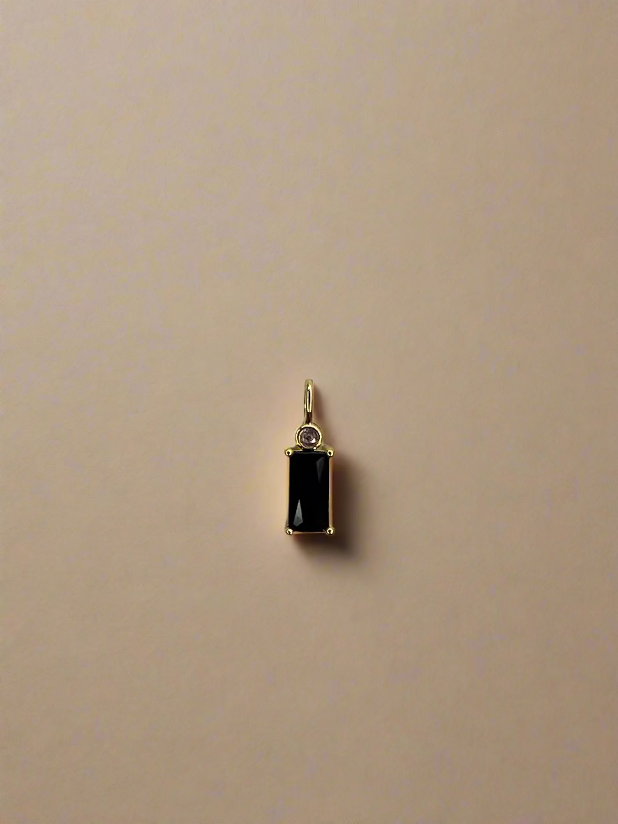 Baguette Colored Gemstone with CZ Charm