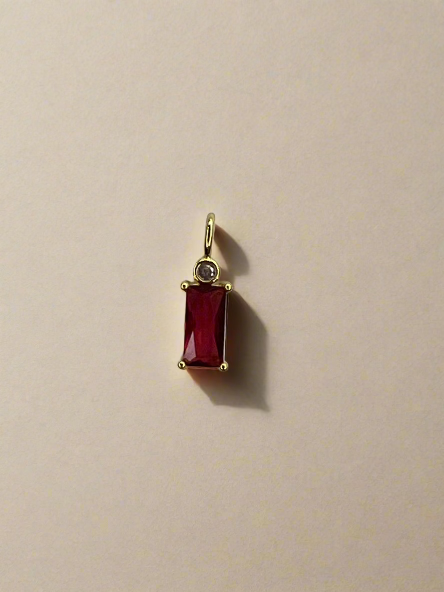 Baguette Colored Gemstone with CZ Charm