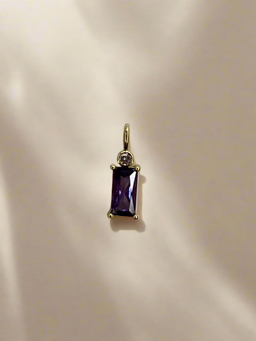 Baguette Colored Gemstone with CZ Charm