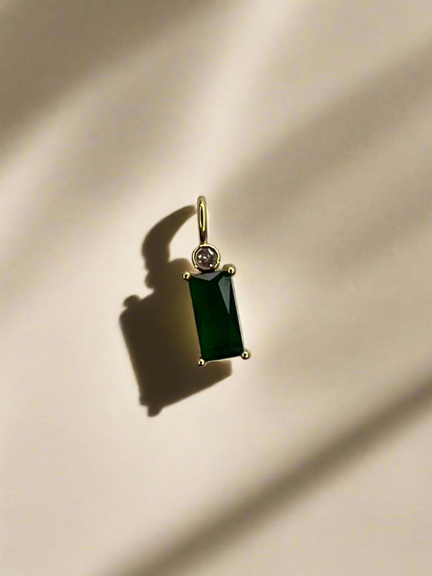 Baguette Colored Gemstone with CZ Charm