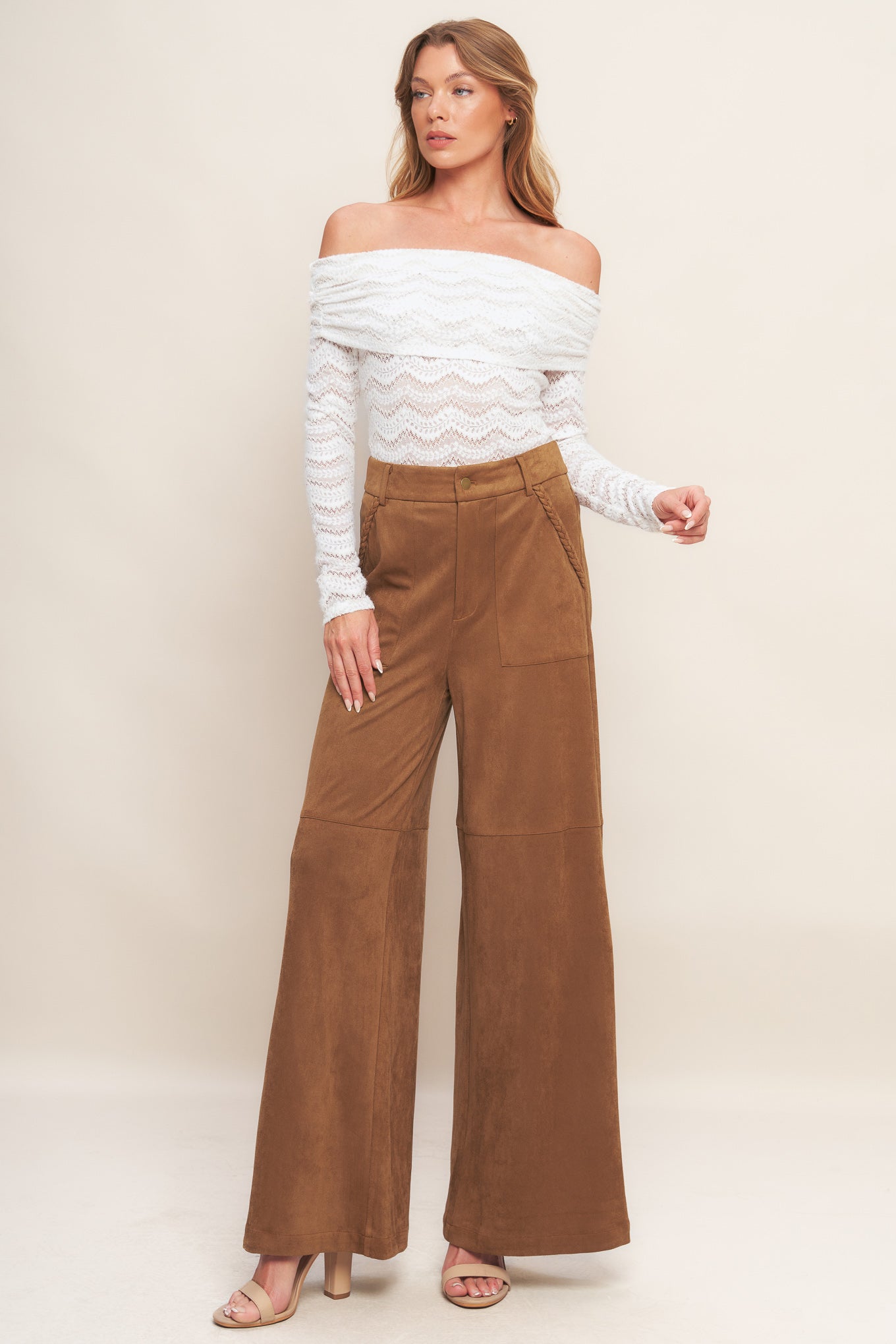 REFINED IMPRESSION FAUX SUEDE PANTS