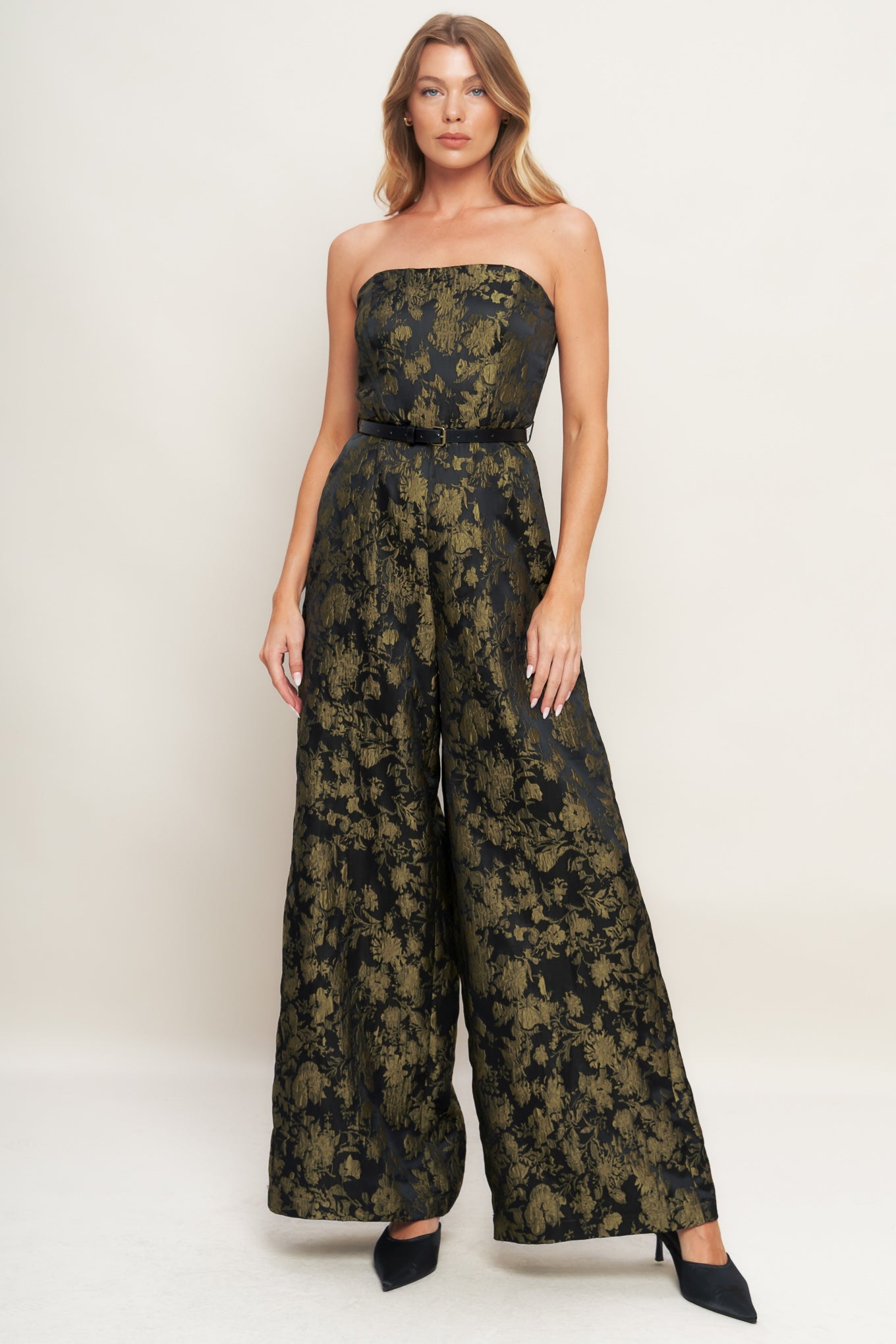 SHADOW LUXE JACQUARD WOVEN JUMPSUIT